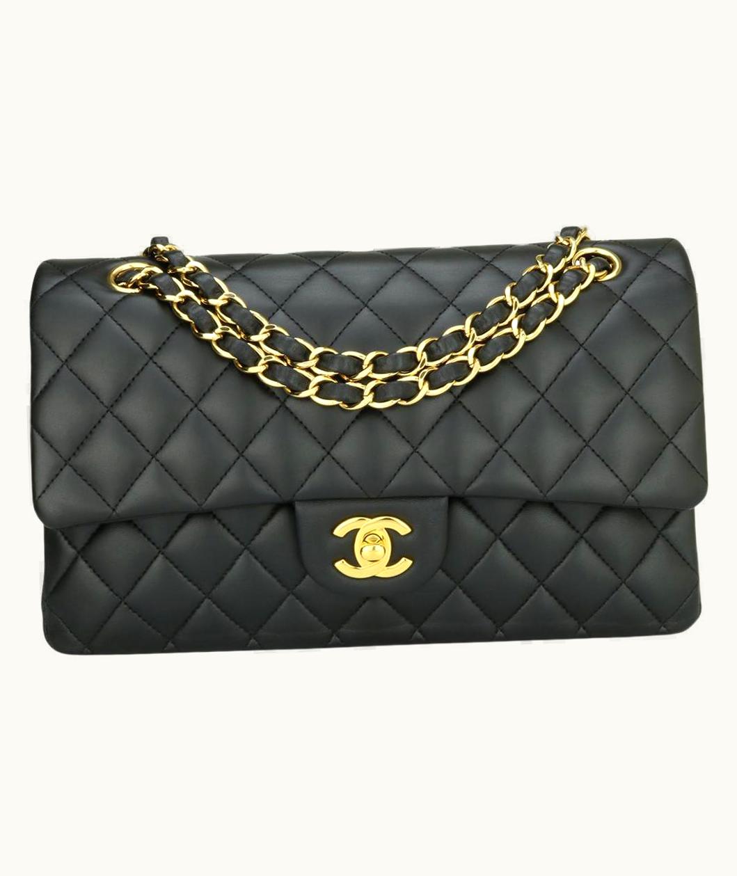 Chanel Chanel Classic Quilted Medium Double Flap Bag Black Lambskin Gold Hardware 2012