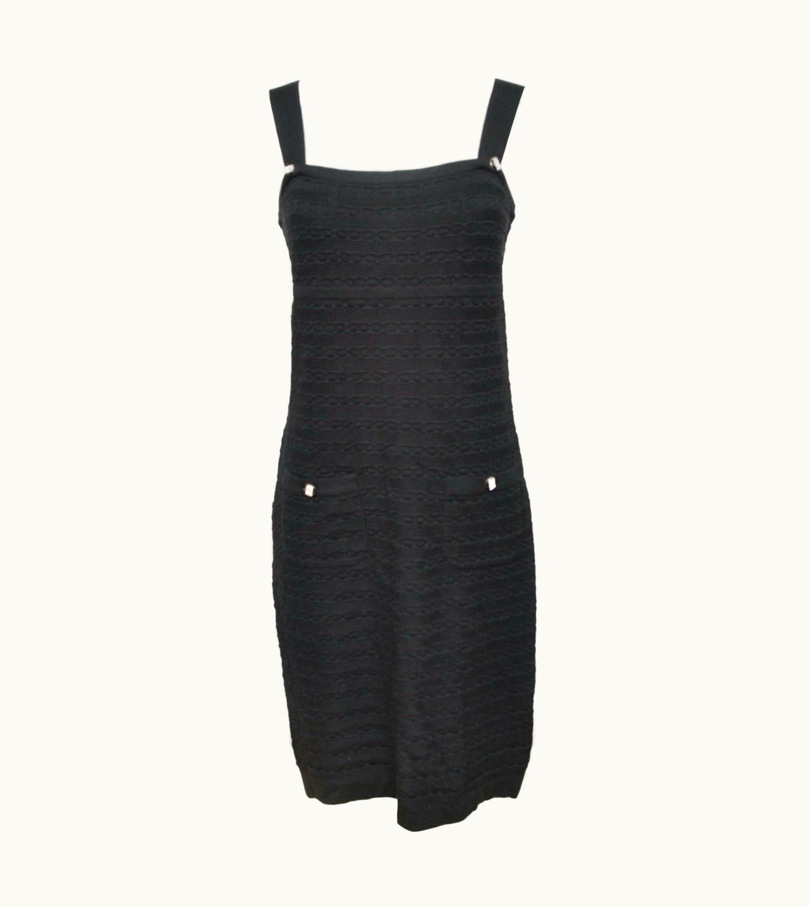 Chanel Chanel Black Dress Knit Sweater Cotton Cashmere Sleeveless Crystals 2012