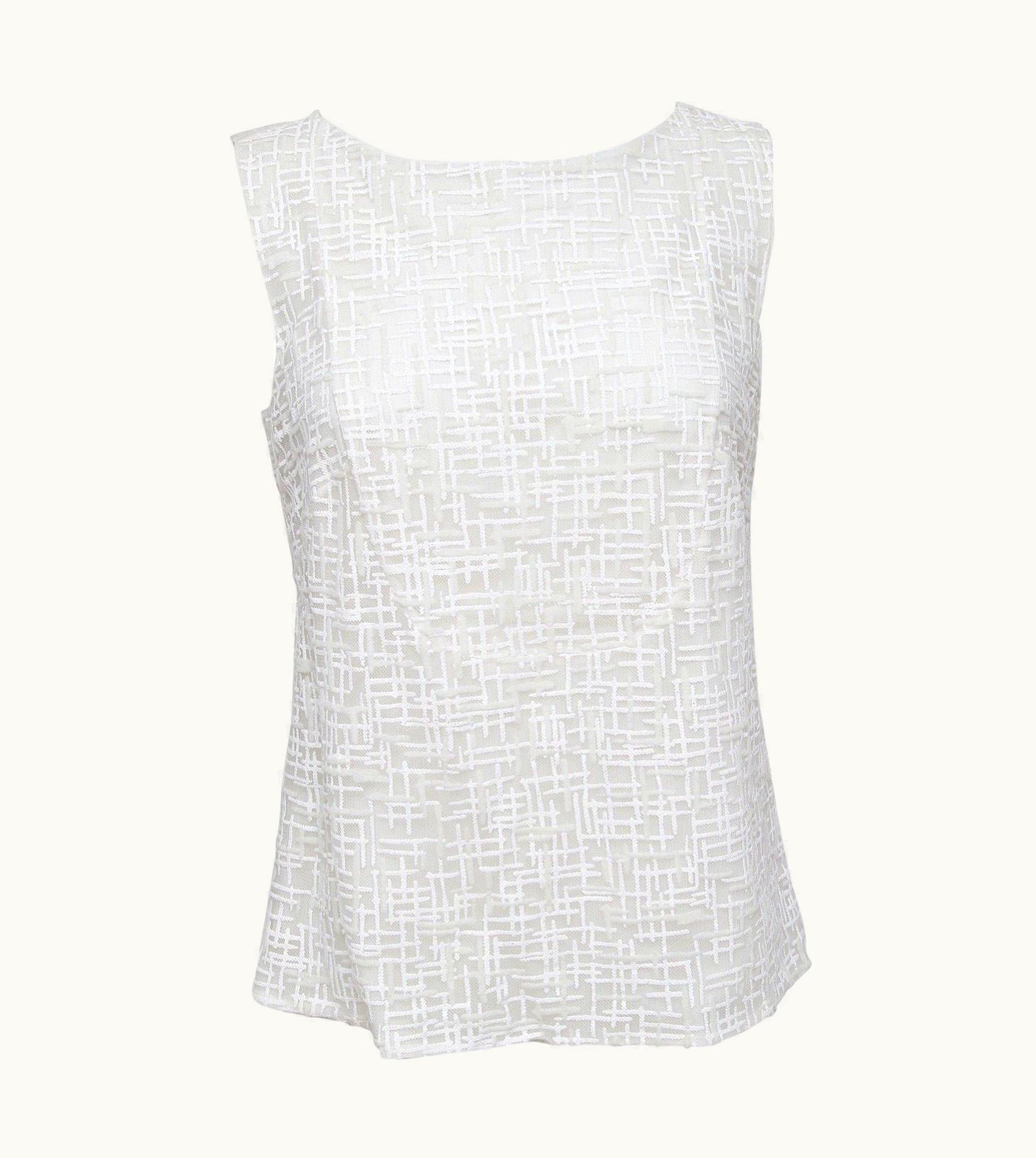 Chanel Chanel Blouse Top Shirt Ivory Sleeveless Cc Faux Pearl Button 2012