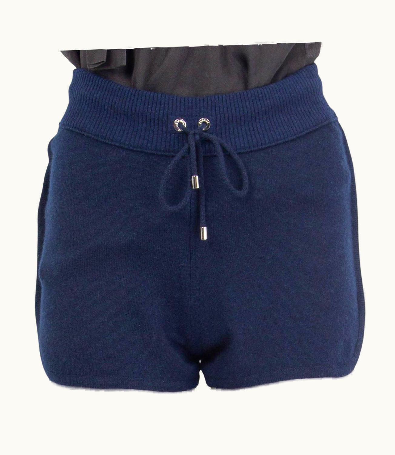 Chanel Chanle Navy Blue Cashmere 2012 Drawstring Shorts Pants