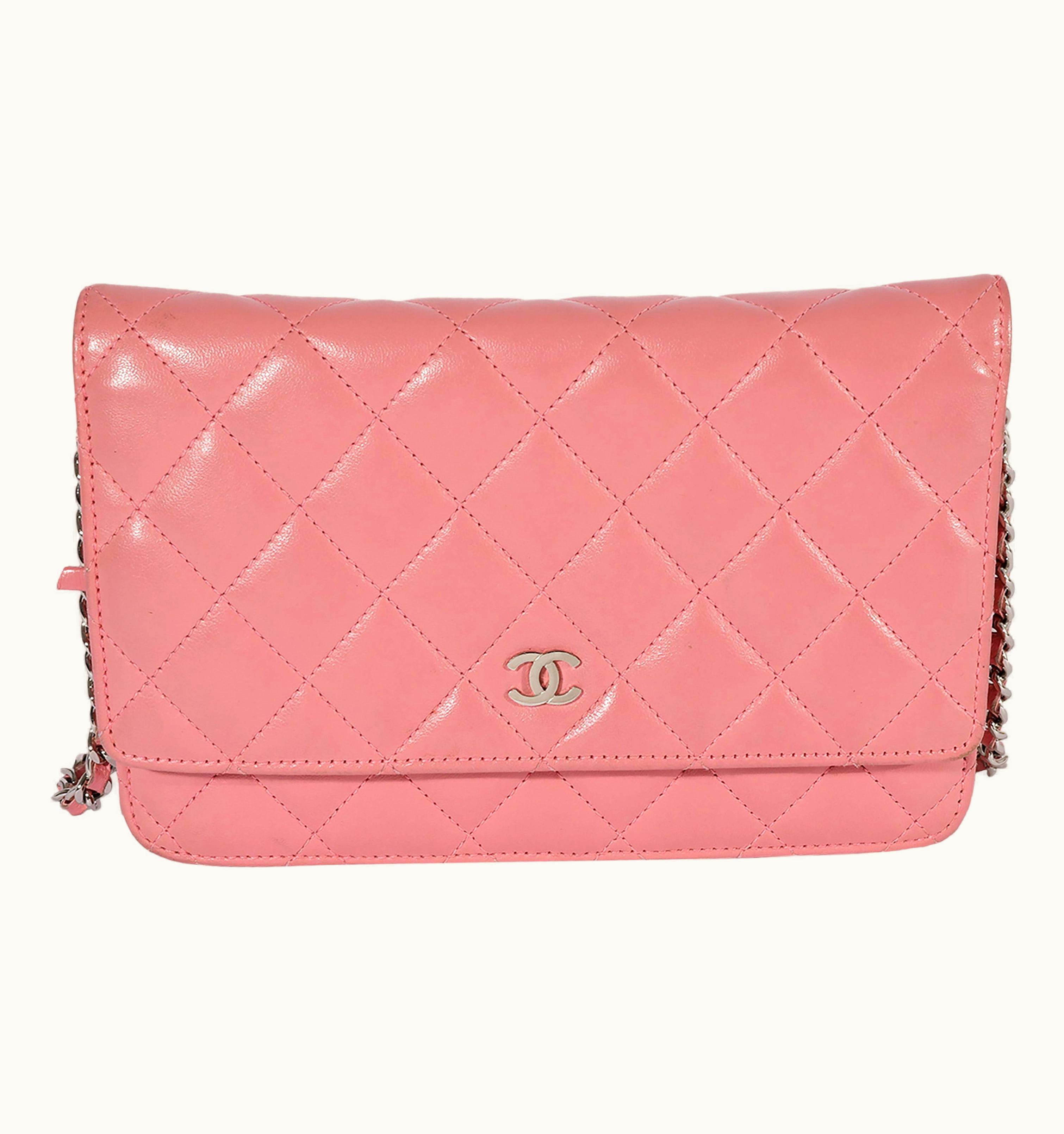Chanel Chanel Pink Quilted Lambskin Wallet On Chain UZ0594616