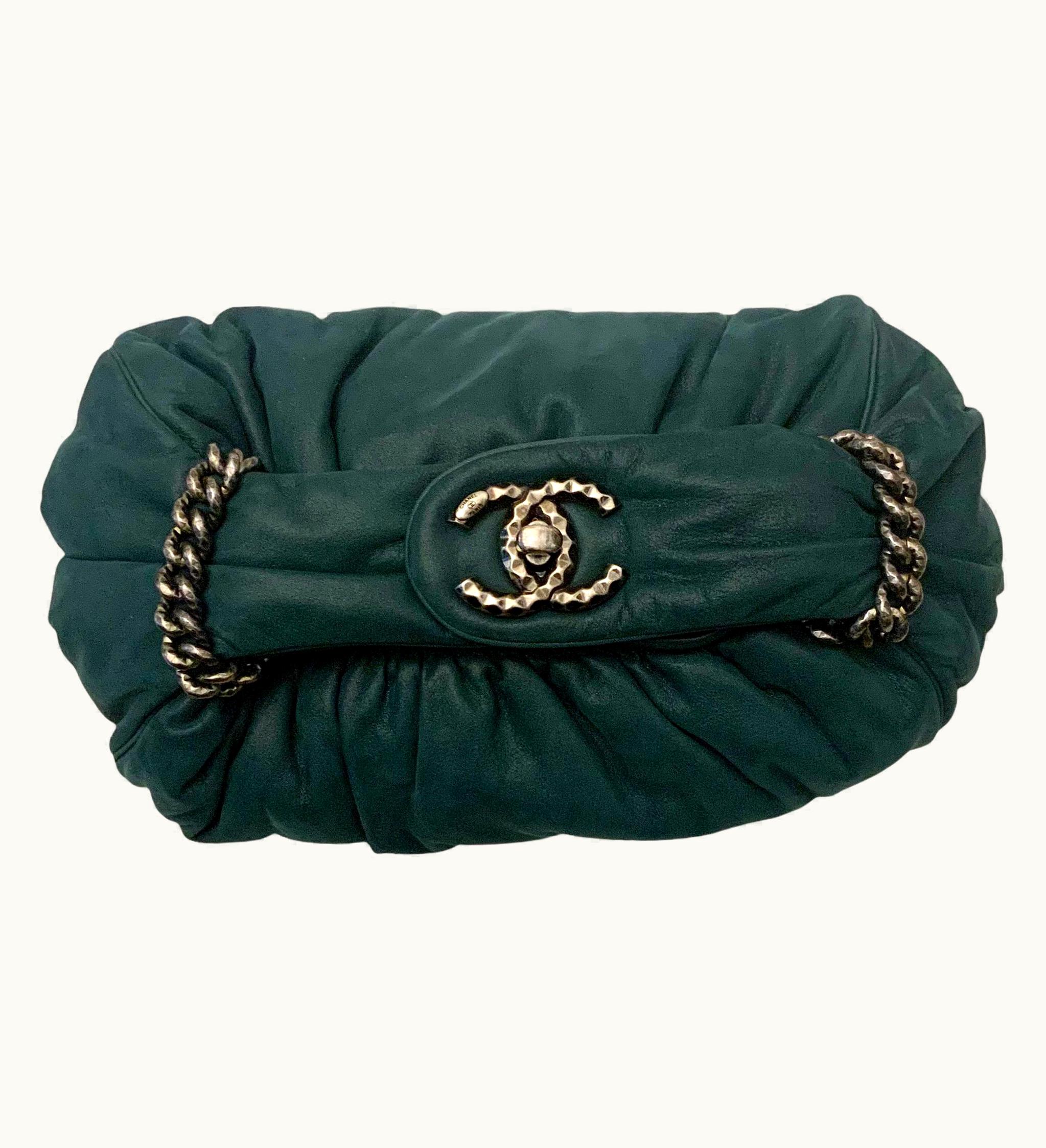 Chanel Chanel Dark Green Leather Midnight Stones Clutch Bag