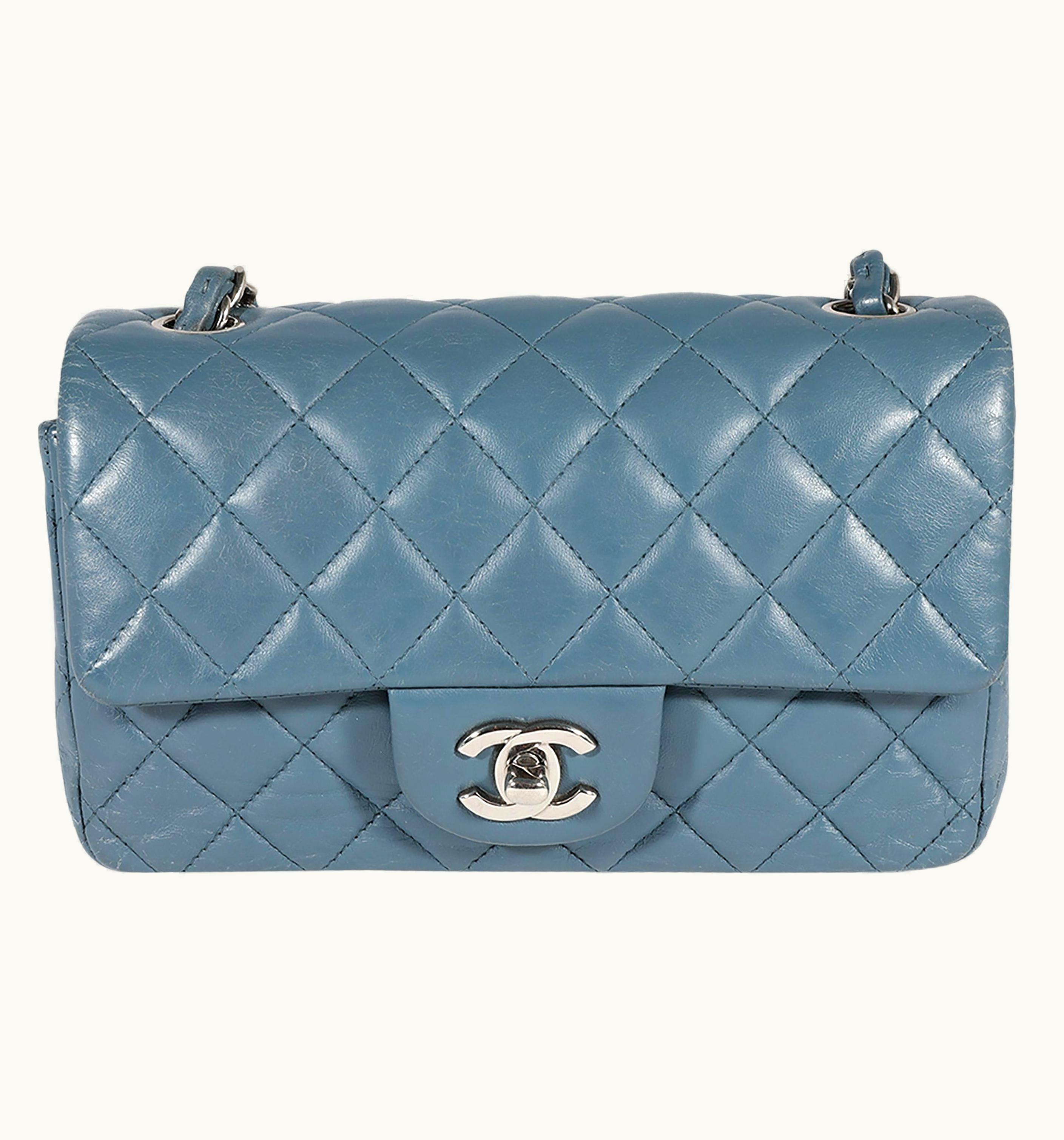 Chanel Chanel Blue Quilted Lambskin Mini Rectangular Classic Flap Bag