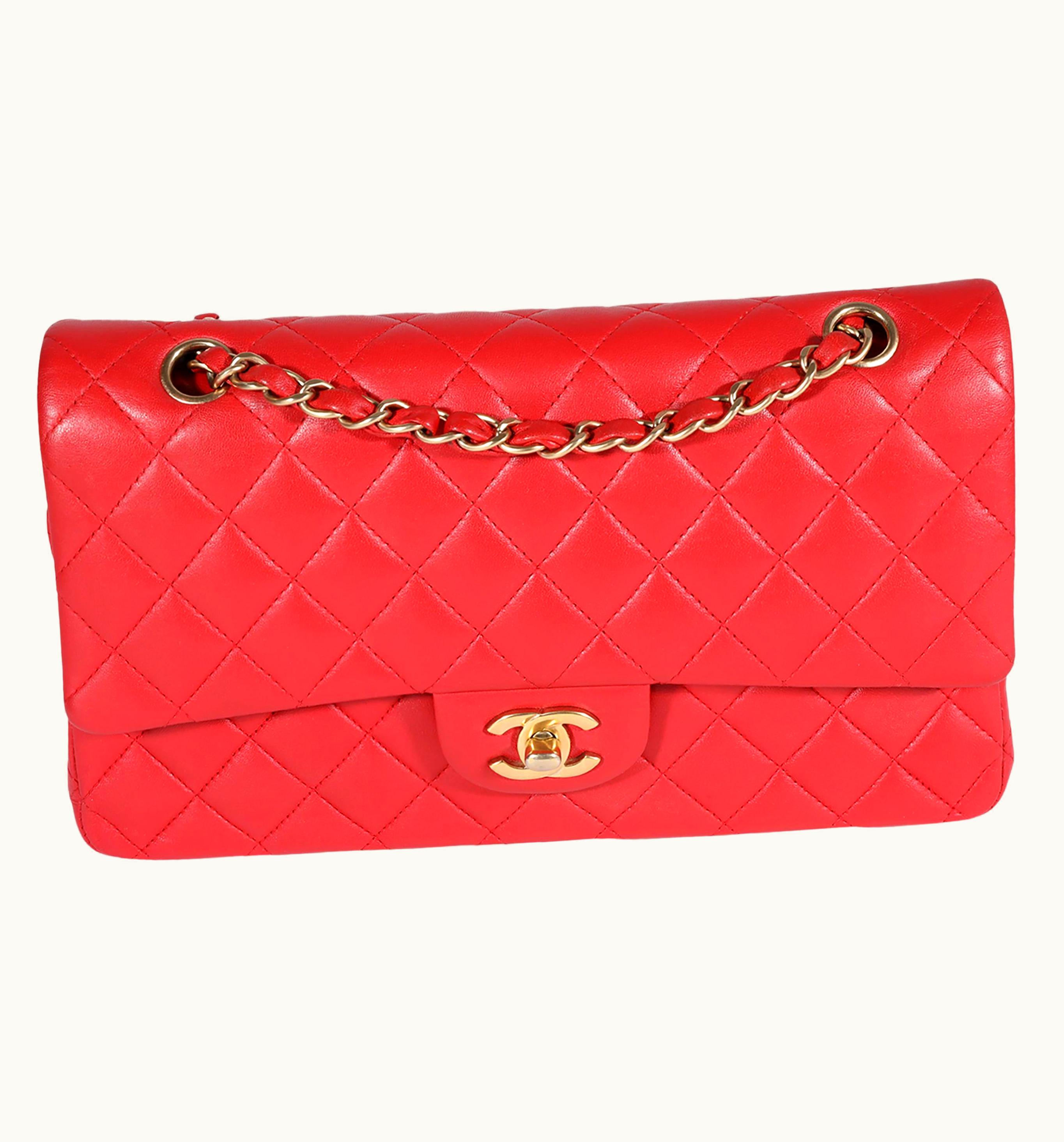 Chanel Chanel Red Quilted Lambskin Medium Classic Double Flap Bag UZ0594625