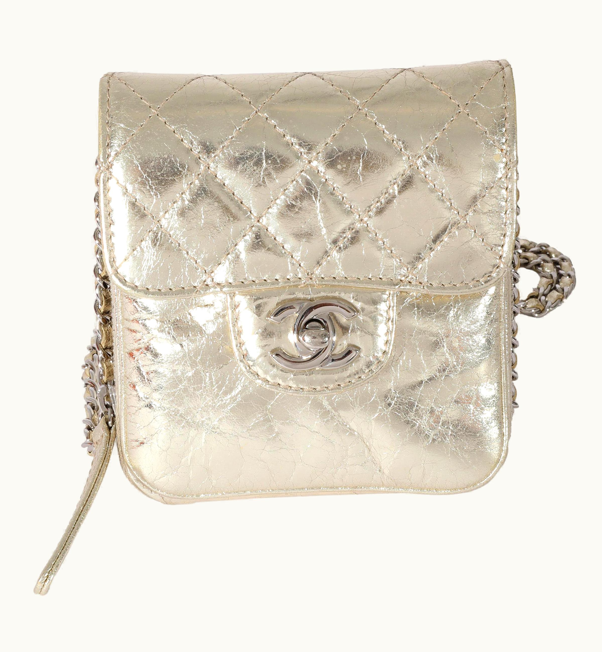 Chanel Chanel Gold Metallic Calfskin Clams Chain Wallet On Chain