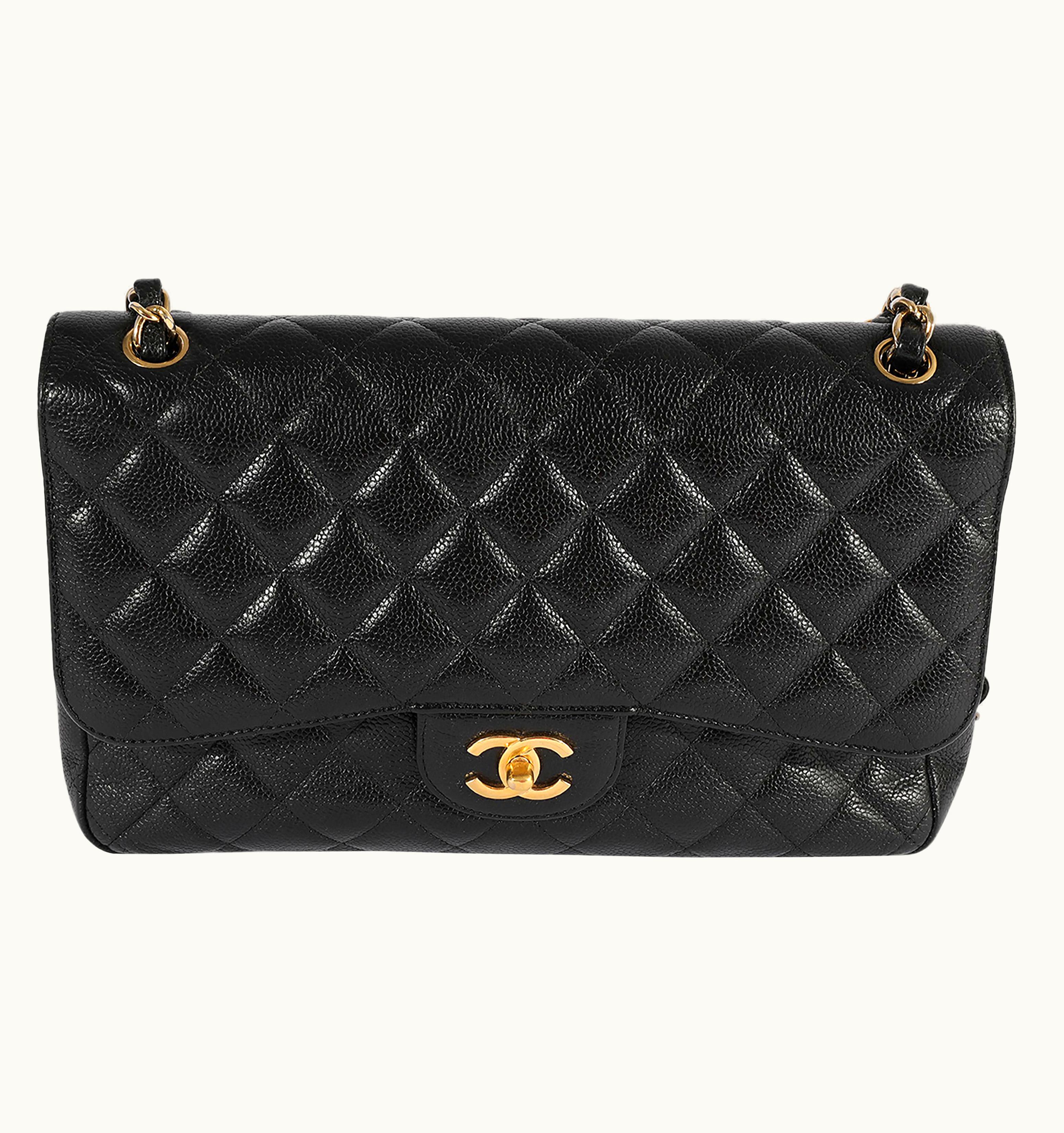 Chanel Chanel Black Quilted Caviar Jumbo Classic Double Flap Bag UZ0594629