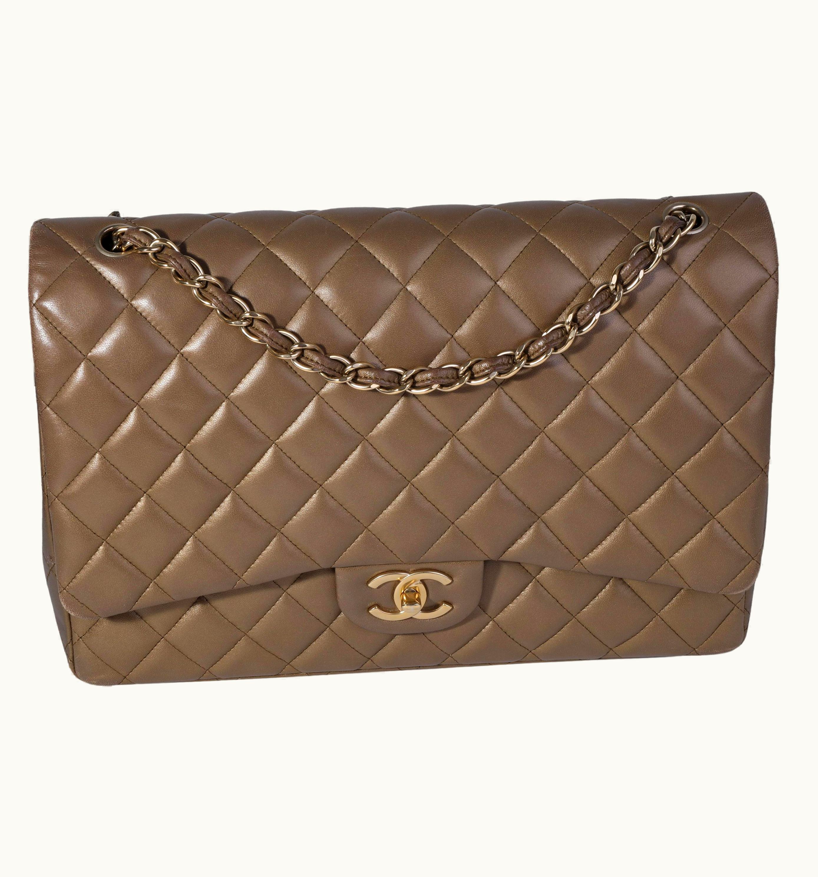 Chanel Chanel Maxi Classic Double Flap Bag in Bronze Quilted Lambskin