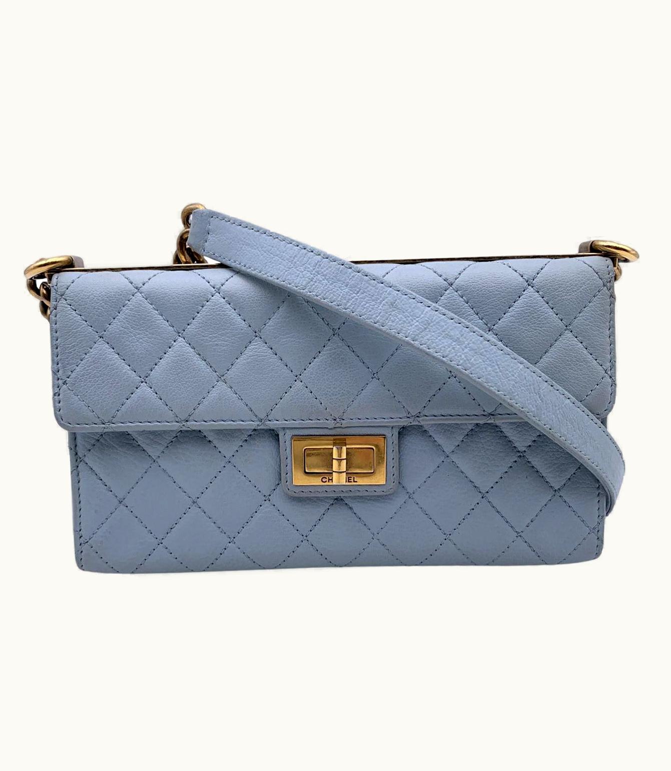 Chanel Chanel Trendy Reissue Shoulder Bag Light Blue Diamond Quilted Leather