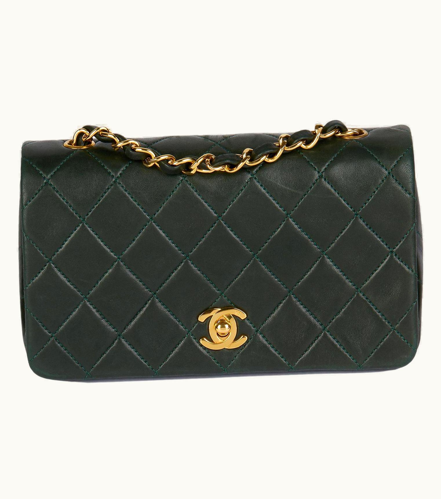 Chanel Chanel Forest Green Quilted Lambskin Vintage Mini Full Flap Bag