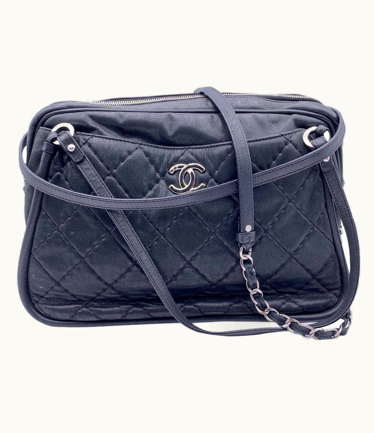 Chanel Chanel Black Quilted Leather Relax Cc Tote Camera Shoulder Bag
