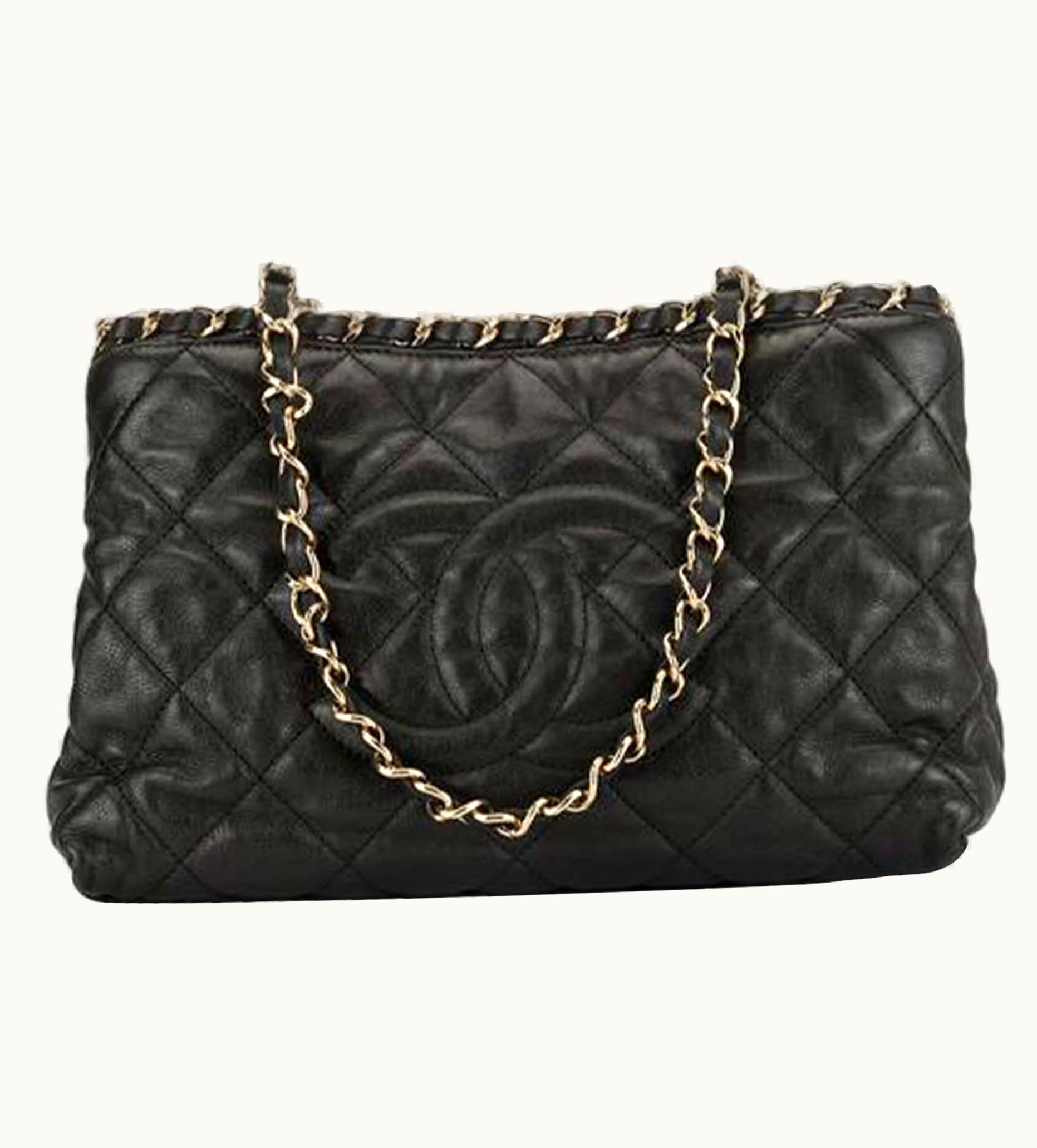 Chanel Chanel Timeless Mini Chain Around Shopper Caviar Gst Gold Hardware Black Bag