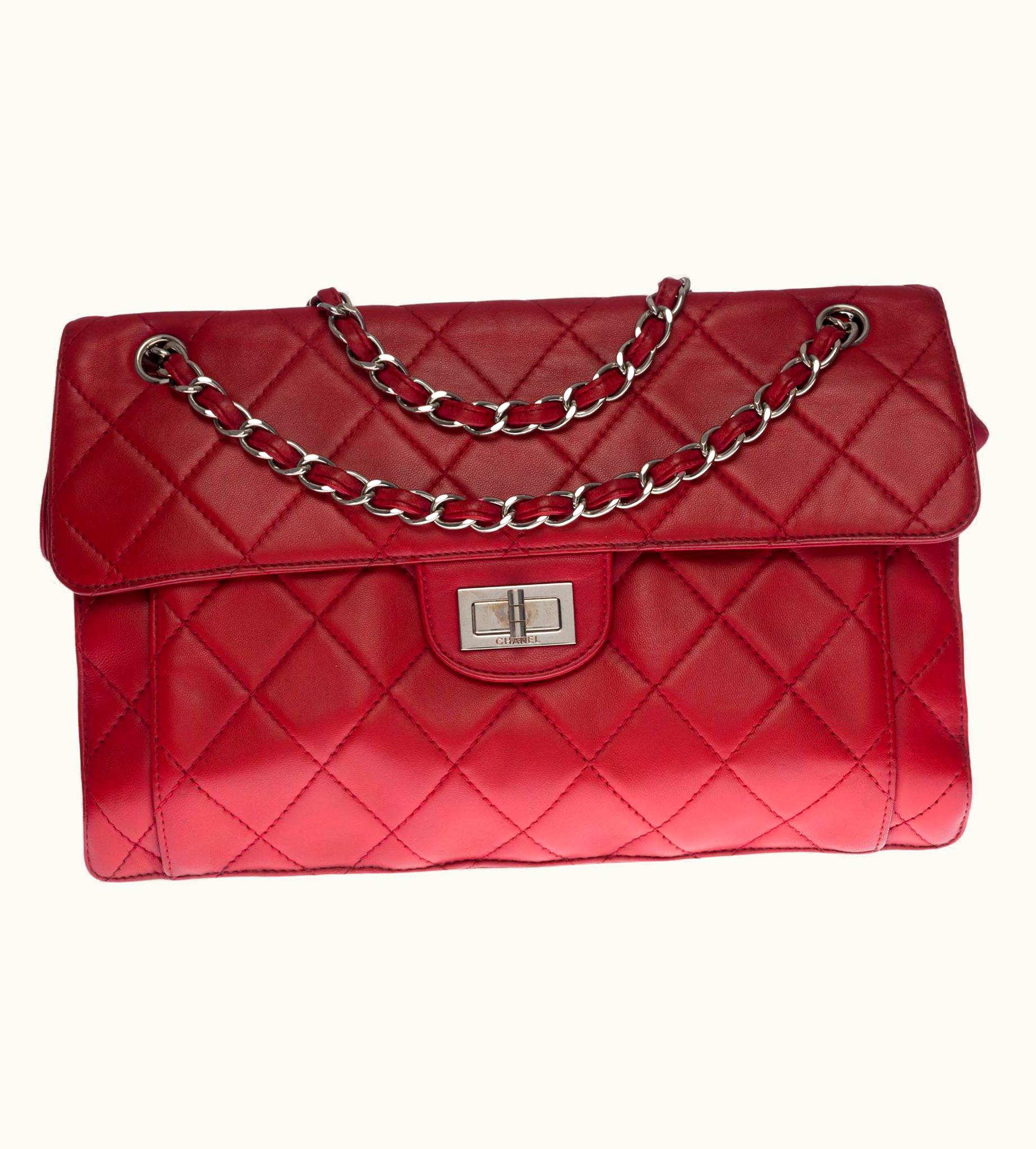 Chanel Chanel Classic 2.55 Maxi Shoulder Bag In Red Quilted Leather, Shw