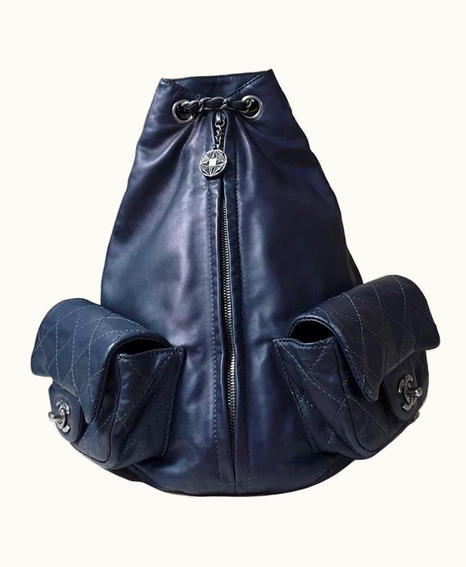 Chanel Chanel Black Lambskin Leather Large Backpack Is Back Bag