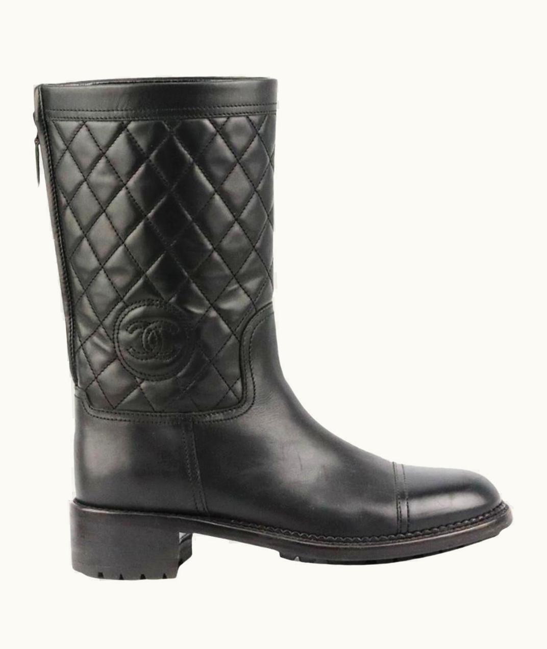 Chanel Chanel 2013 Cc Detailed Quilted Leather Combat Boots Eu 39.5 .5