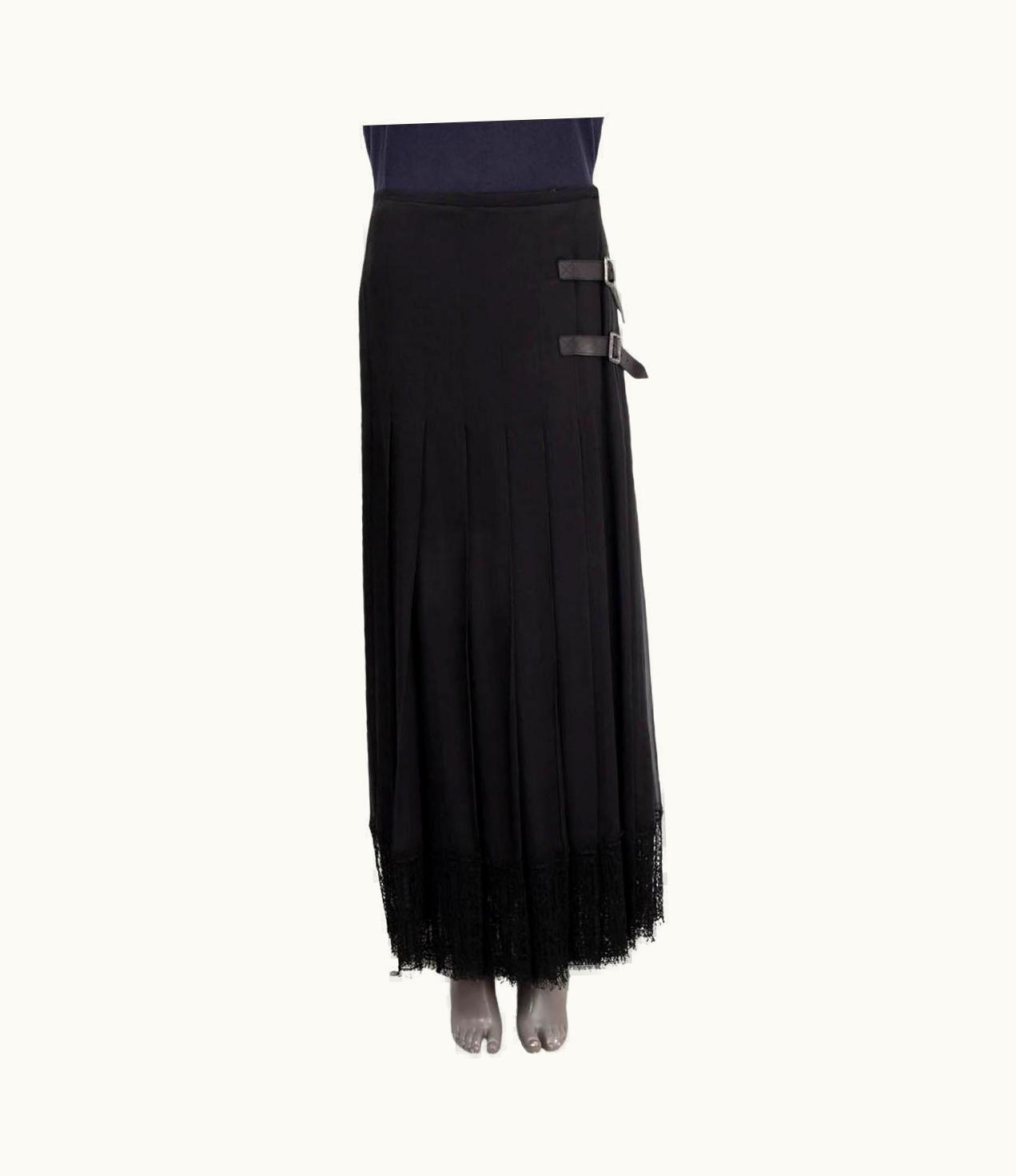 Chanel Chanel Black Silk 2013 13a Edinburgh Side Buckle Maxi Skirt