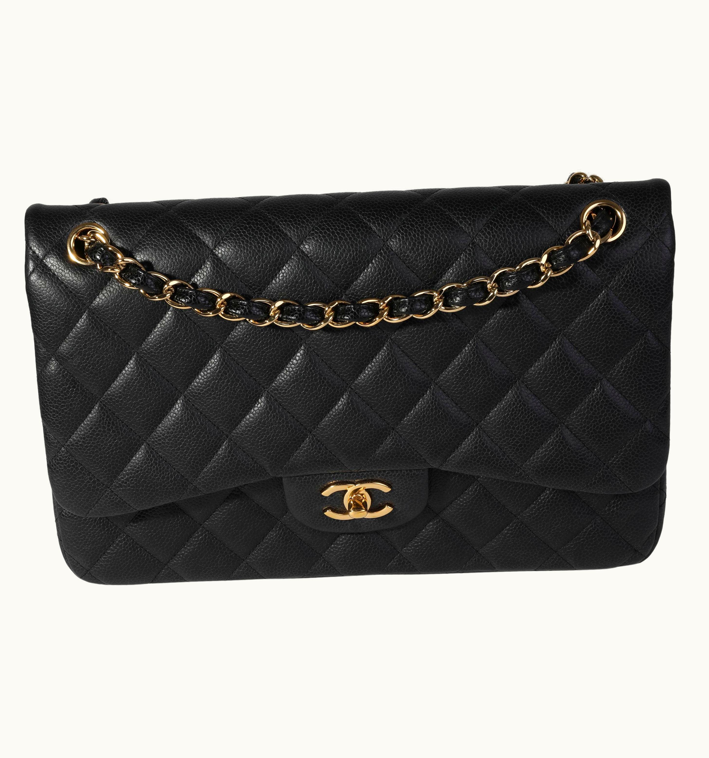 Chanel Chanel Black Quilted Caviar Jumbo Classic Double Flap Bag UZ0594706