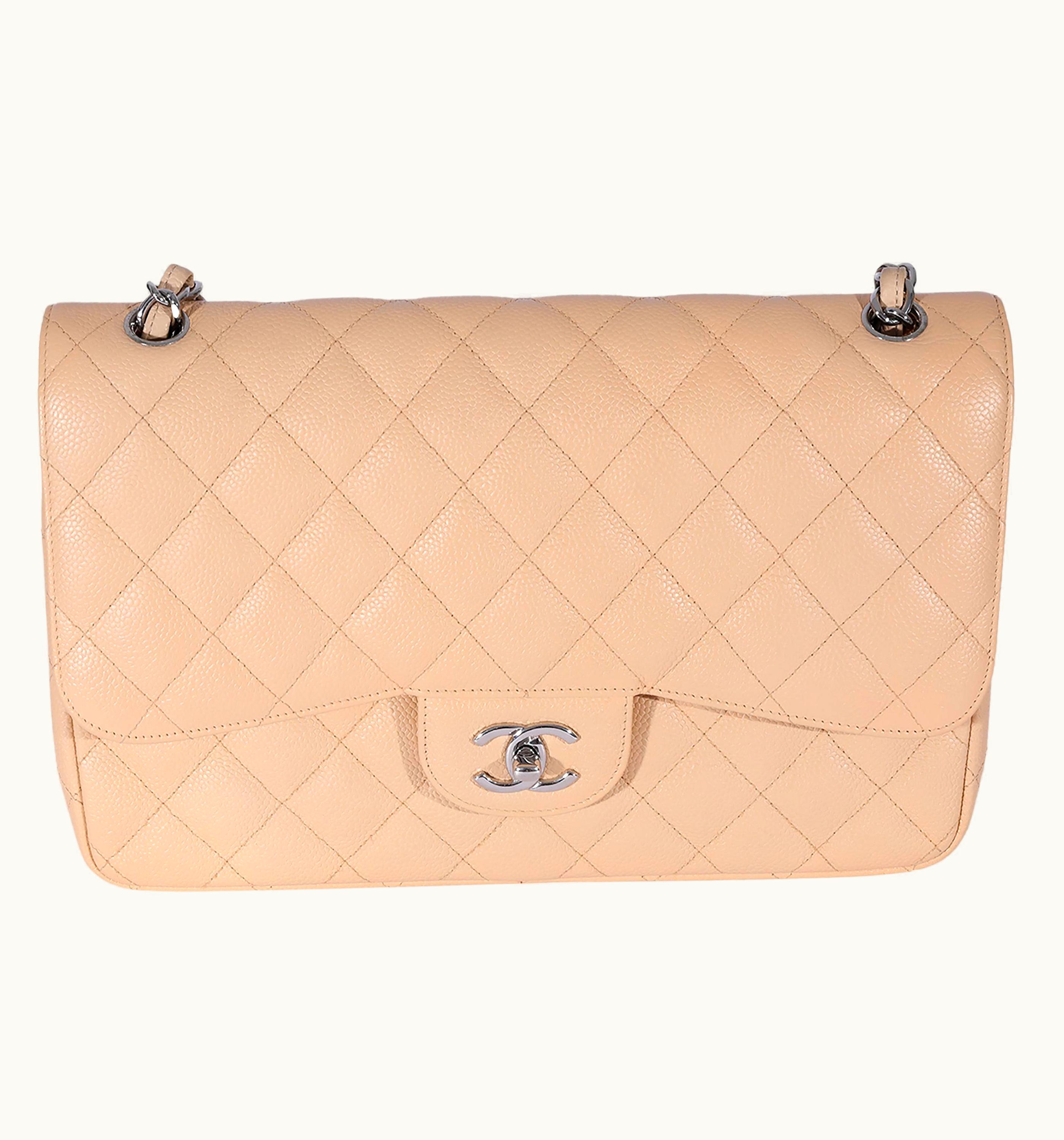 Chanel Chanel Beige Quilted Caviar Jumbo Classic Double Flap Bag UZ0594709