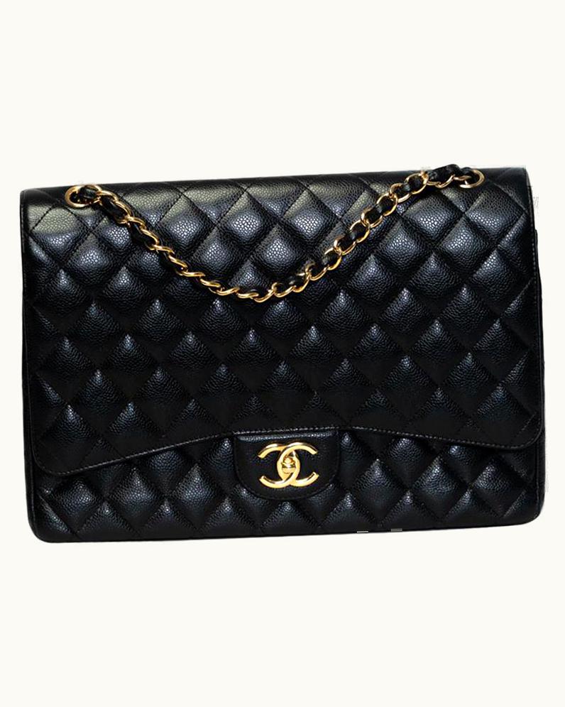 Chanel Chanel Dimond Quilted Black Caviar Leather Maxi Classic Double Flap Bag