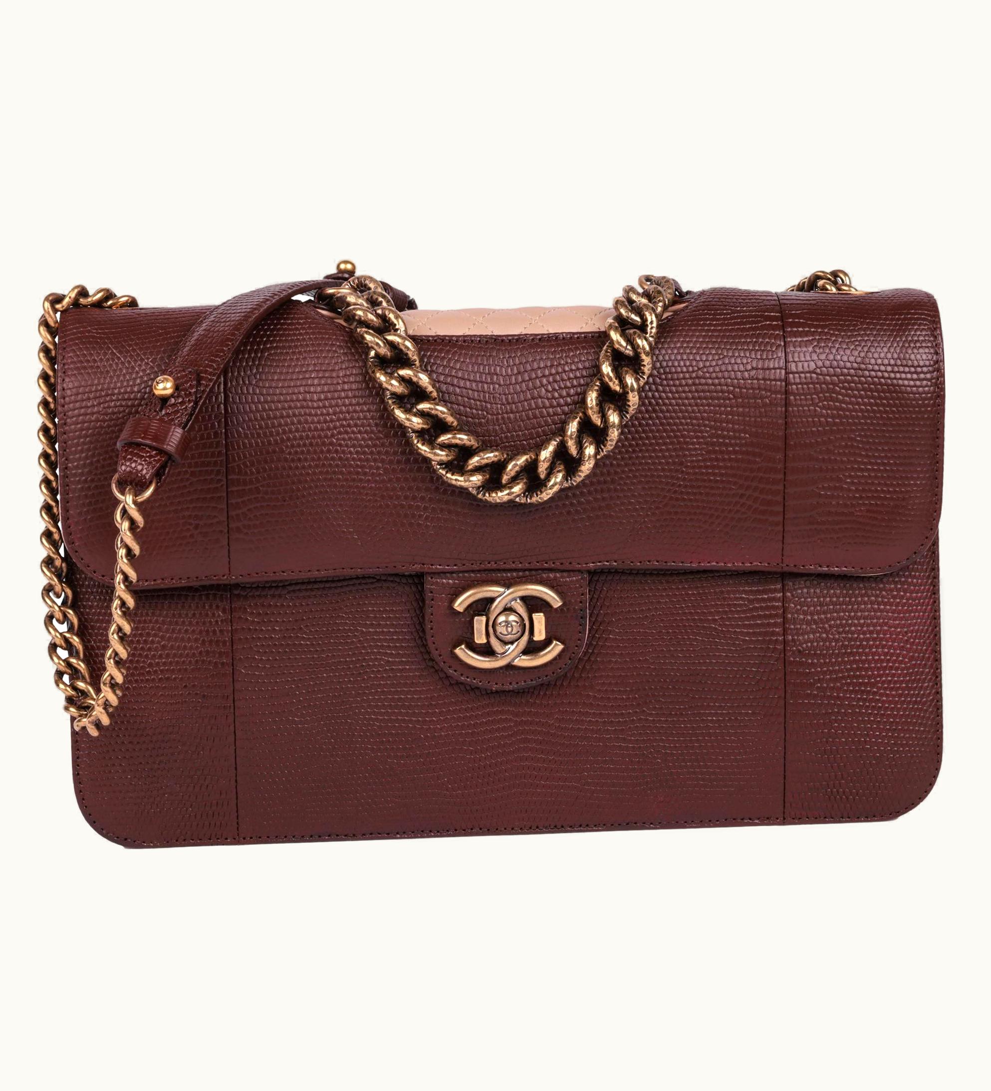 Chanel Chanel Lizard Leather & Quilted Lambskin Perfect Edge Classic Single Flap Bag