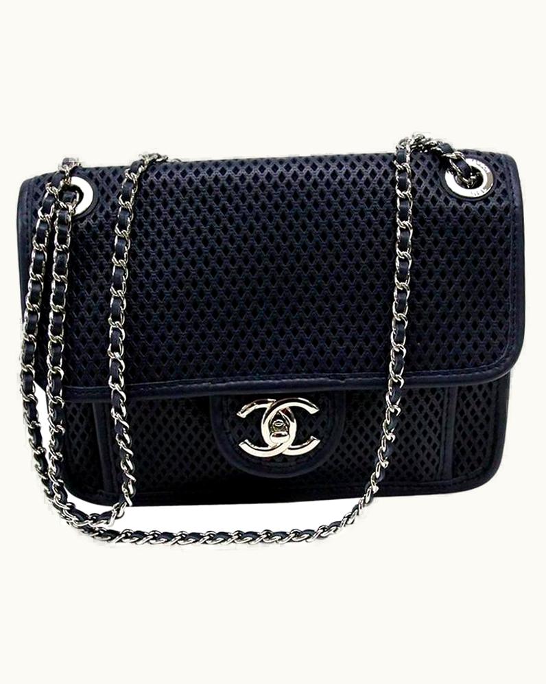 Chanel Chanel Navy Blue Perforated 'Up In The Air' Small Flap Bag