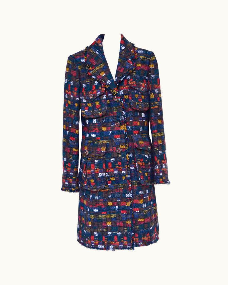 Chanel Chanel 2013 Runway Multicolor Plaid Tweed Jewel Buttons Coat Jacket 40 $8235