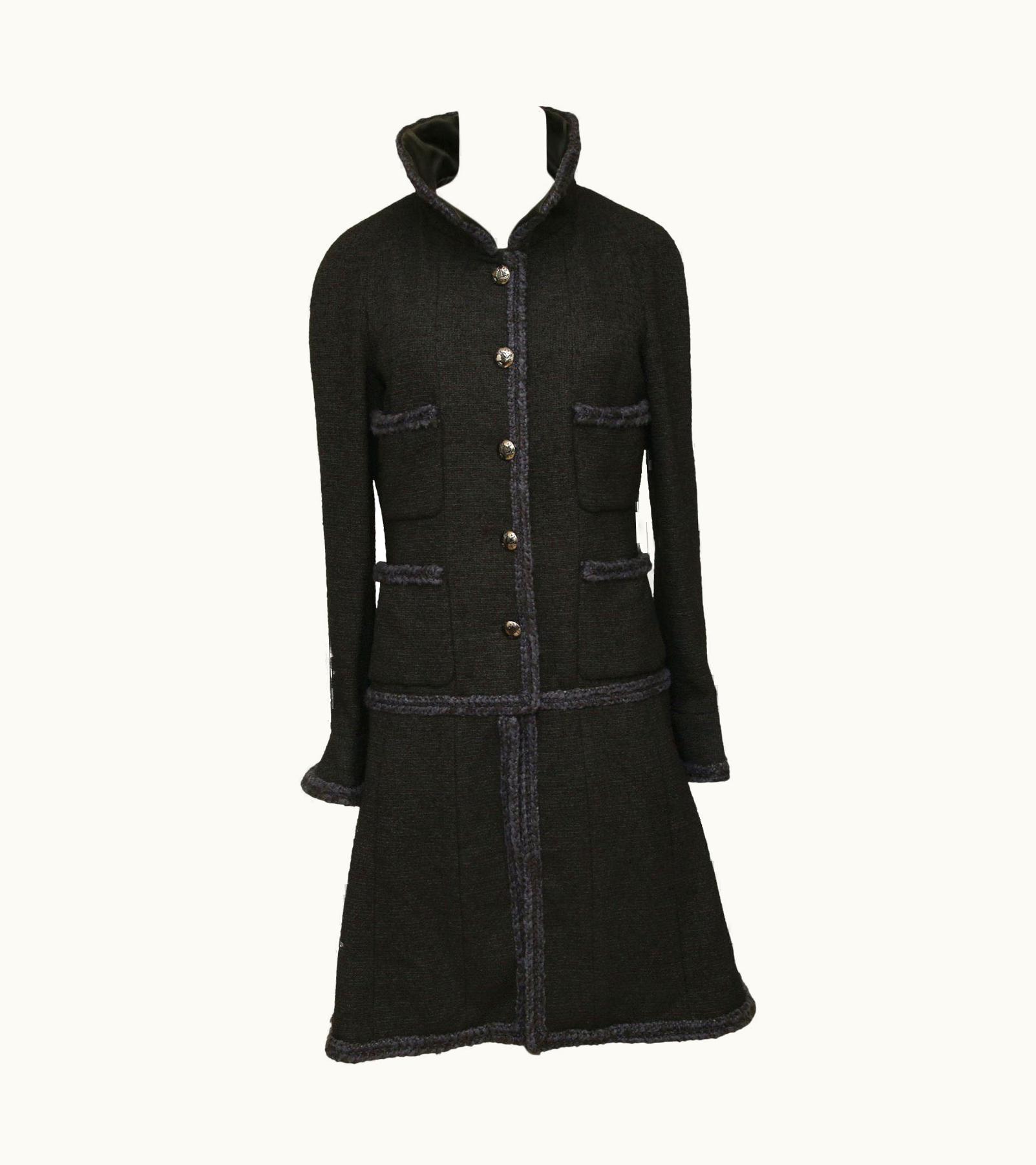 Chanel Chanel Black Jacket Tweed Wool Braided Gunmetal Buttons Pockets 40 2013 Runway