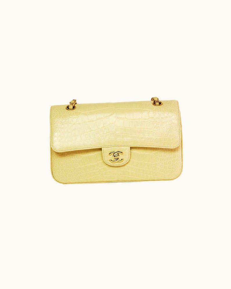 Chanel Chanel 2013 Beige Alligator Exotic Classic Double Flap Shoulder Bag