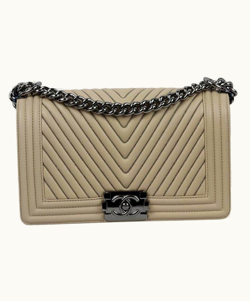 Chanel Chanel 2014 Boy Medium Embellished Chevron Leather Shoulder Bag