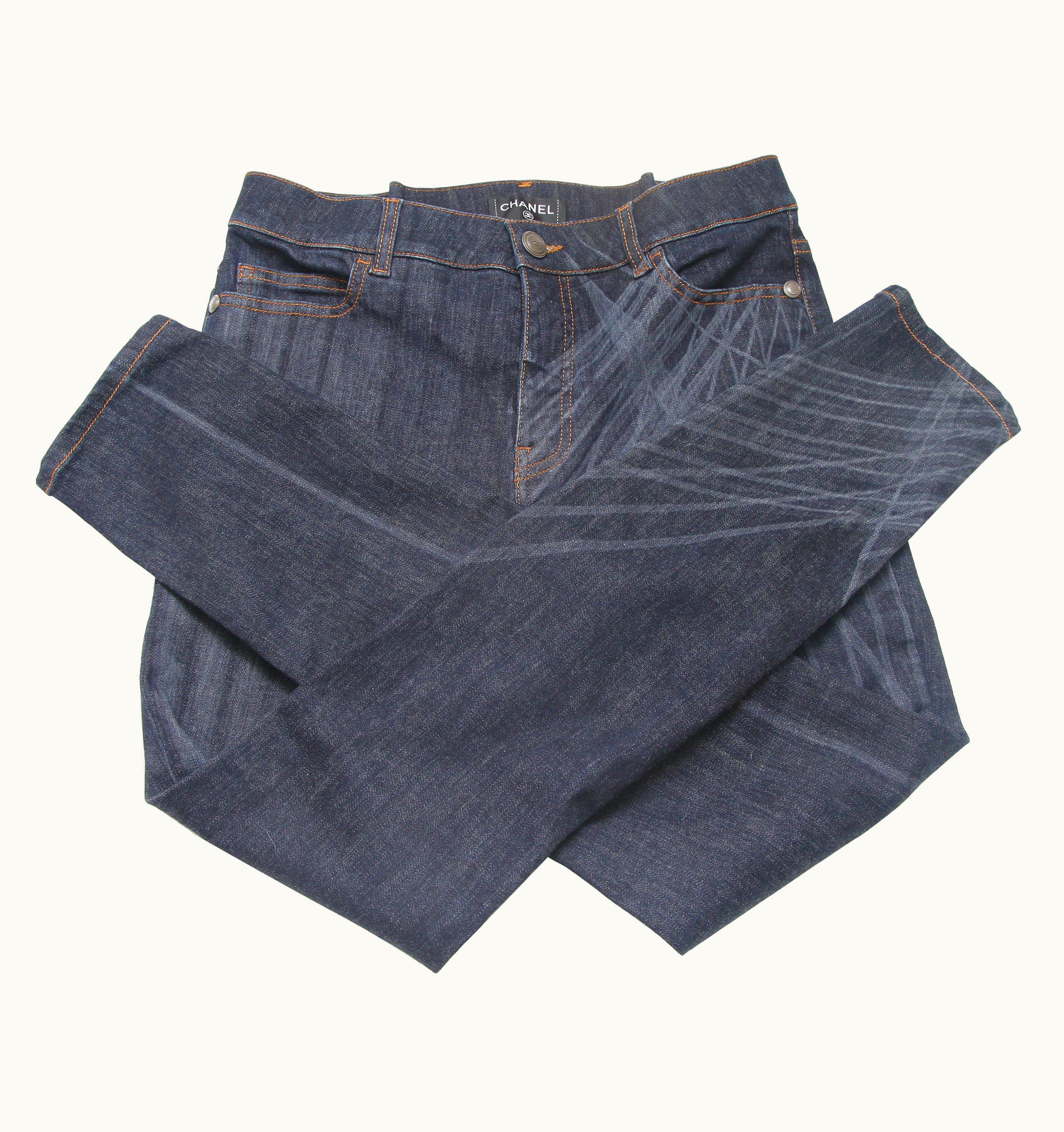 Chanel Chanel Jean Denim Dark Wash Skinny Leg Mid-Rise Buttons 2014