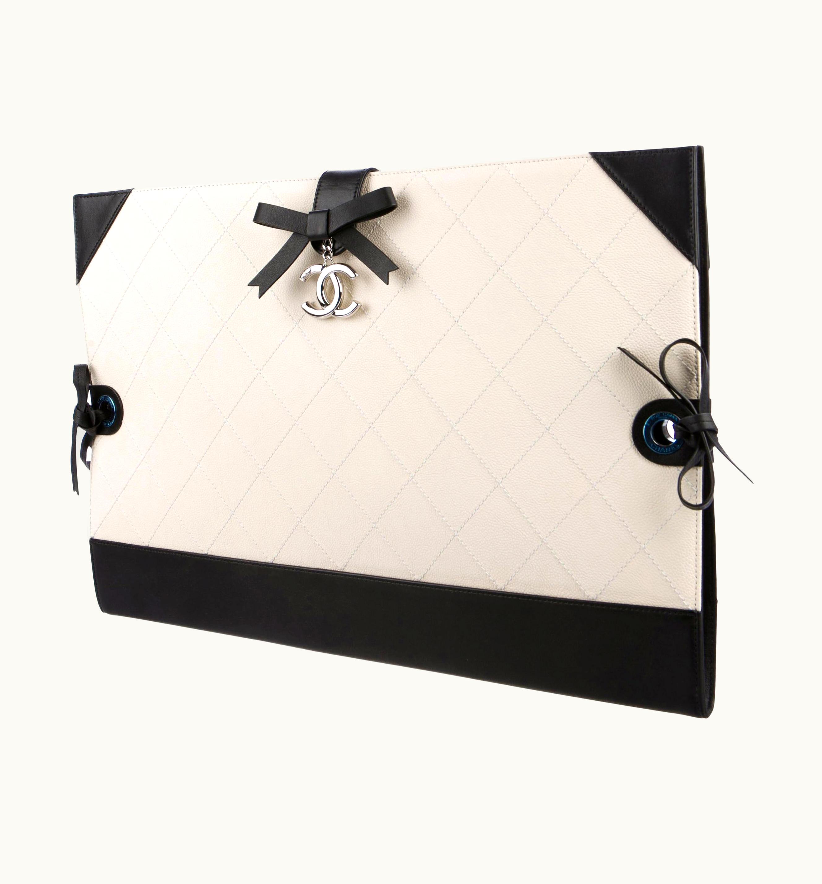 Chanel Chanel Portfolio Clutch Spring 2014 Rtw Runway Professional Black White Leather UZ0594780