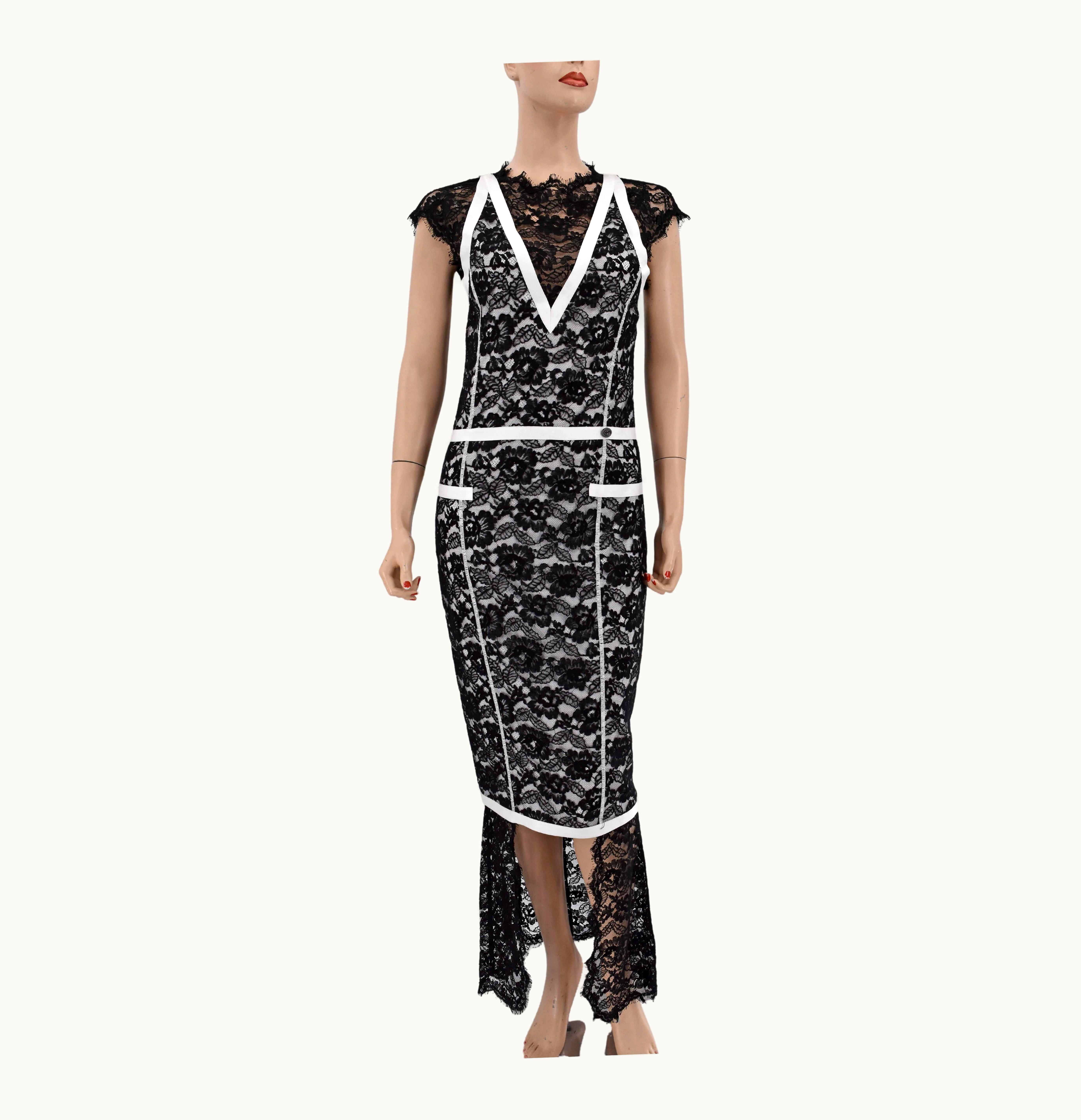 Chanel Chanel Ribbon Embellished Maxi Runway Lace Dress Cruise 2014 14c $7 UZ0594782