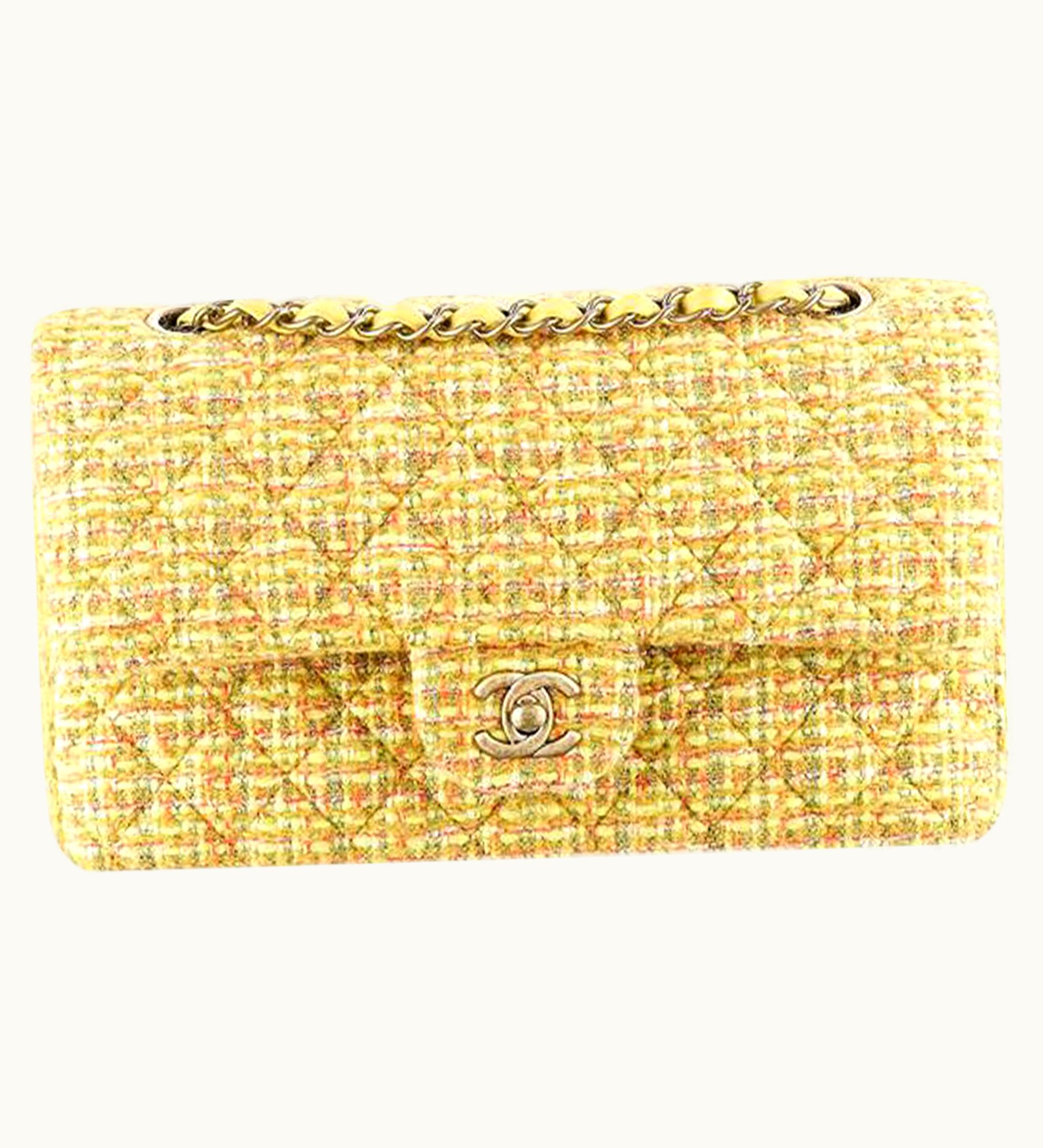 Chanel Chanel Classic Flap 2.55 Reissue Fall 2014 Yellow Tweed Shoulder Bag UZ0594783