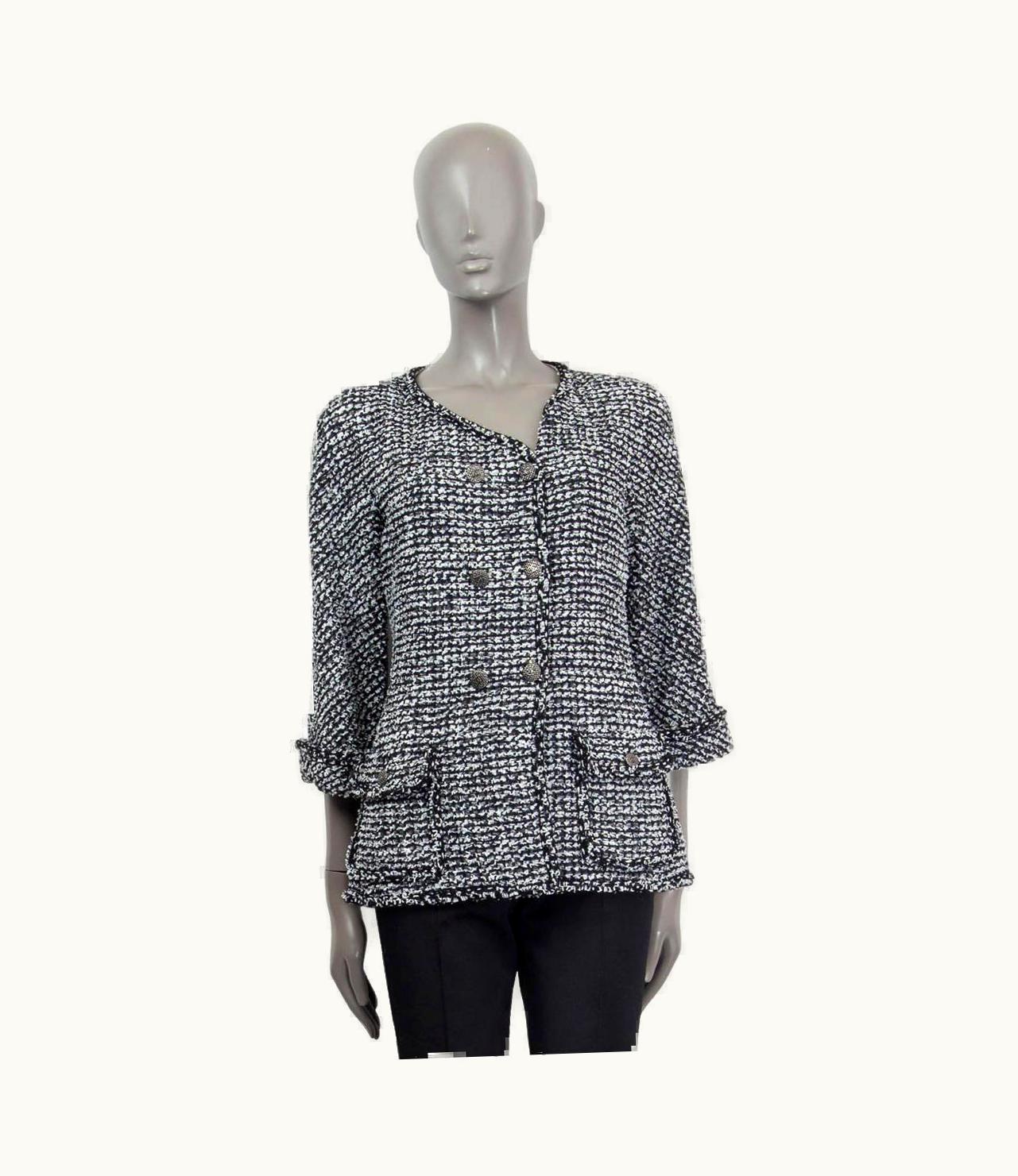 Chanel Chanel Black & Blue 2014 Double Breasted Tweed Jacket 38 14p