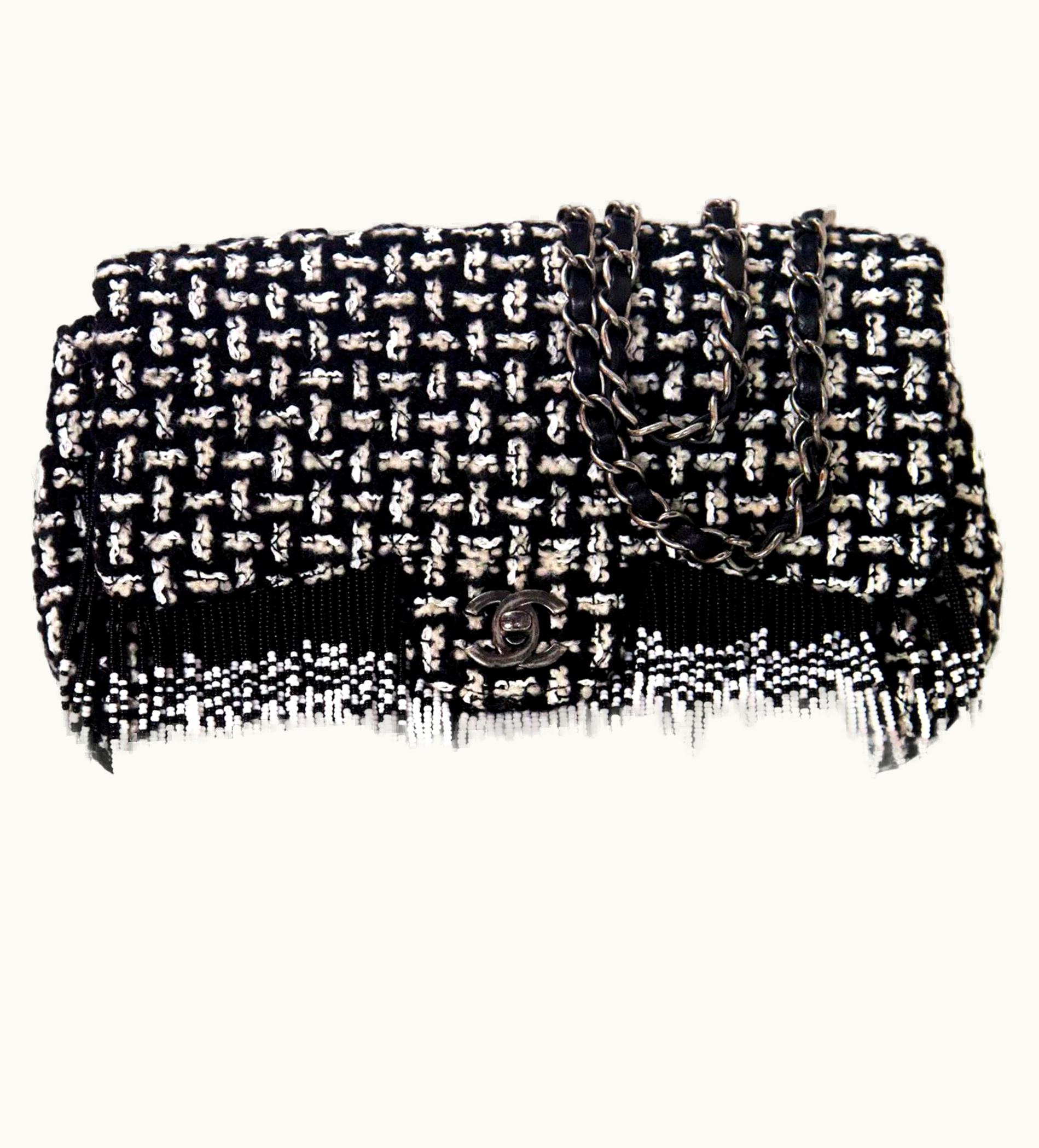 Chanel Chanel Dallas Metiers D'art 2014 Beaded Fringe Rare Tweed Classic Flap Bag UZ0594794