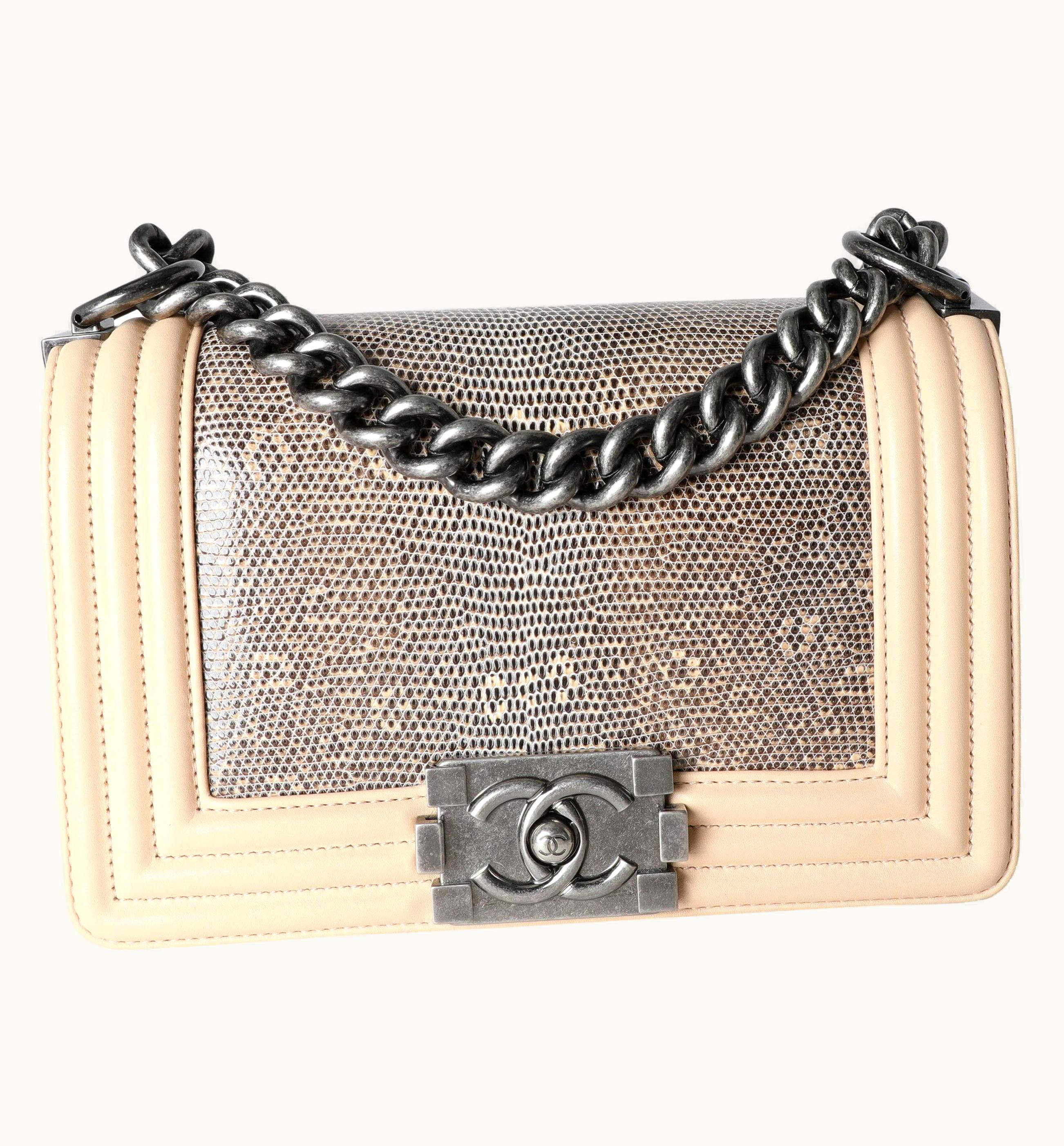 Chanel Chanel Beige Calfskin & Lizard Small Boy Bag UZ0594807