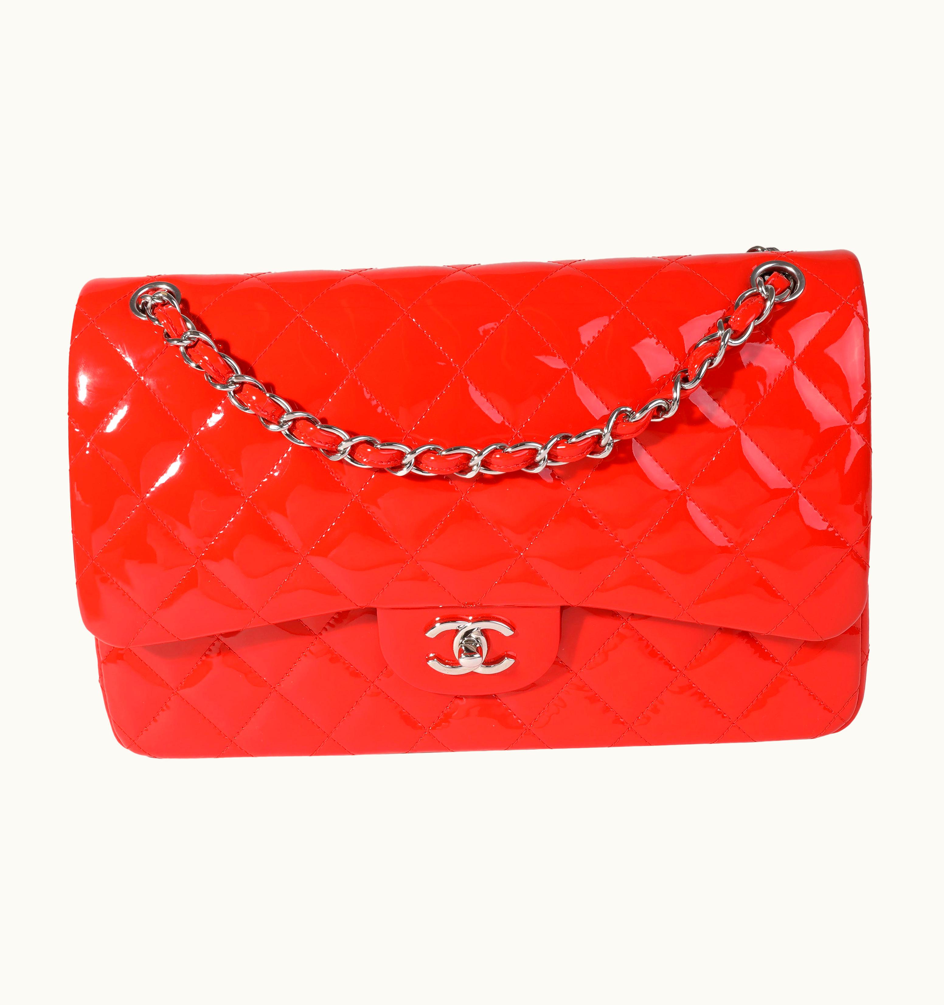 Chanel Chanel GLINT Classic Jumbo Double Flap Bag Red Patent