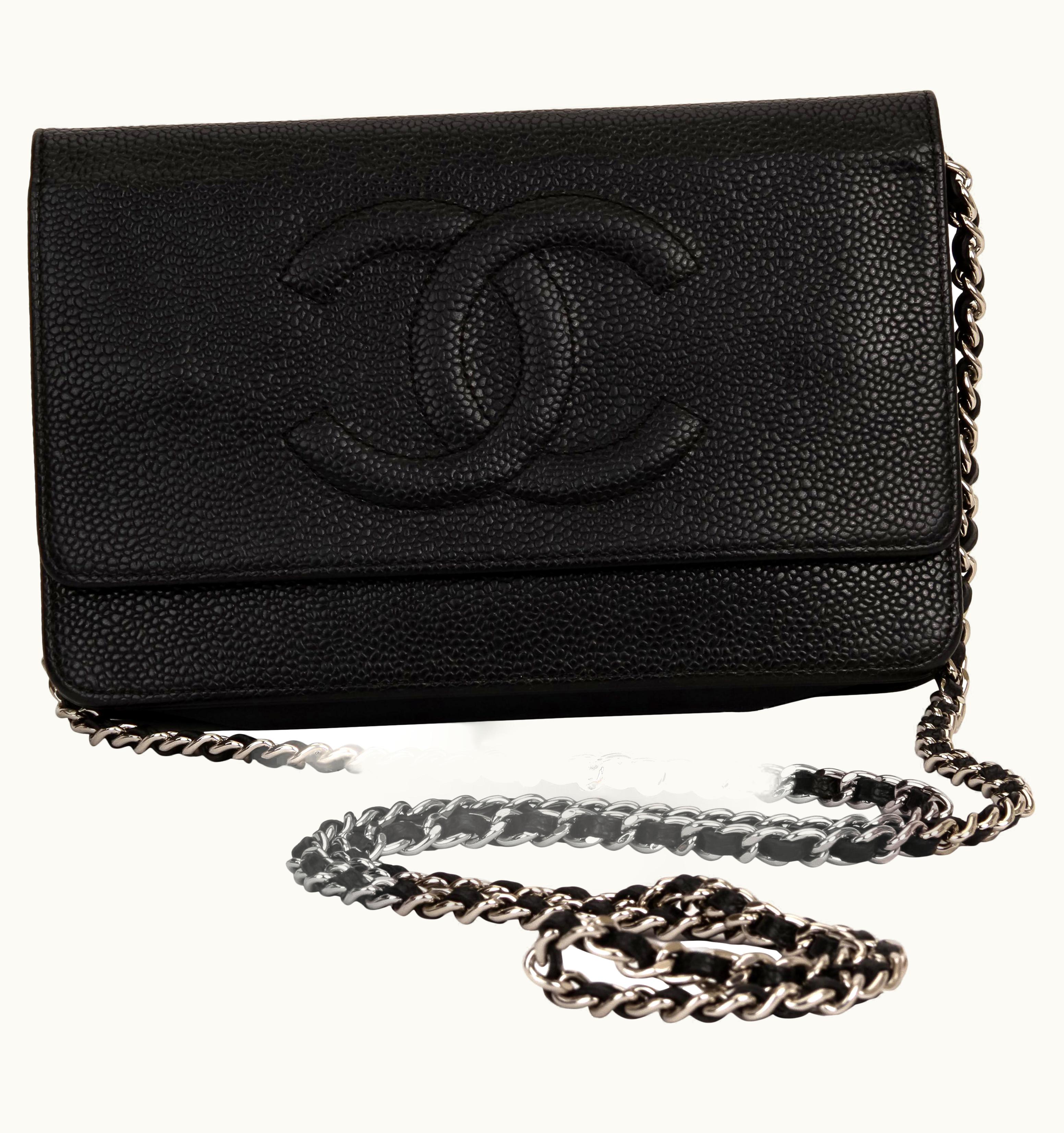 Chanel Chanel Black Caviar Lamb Crossbody Wallet On A Chain Bag