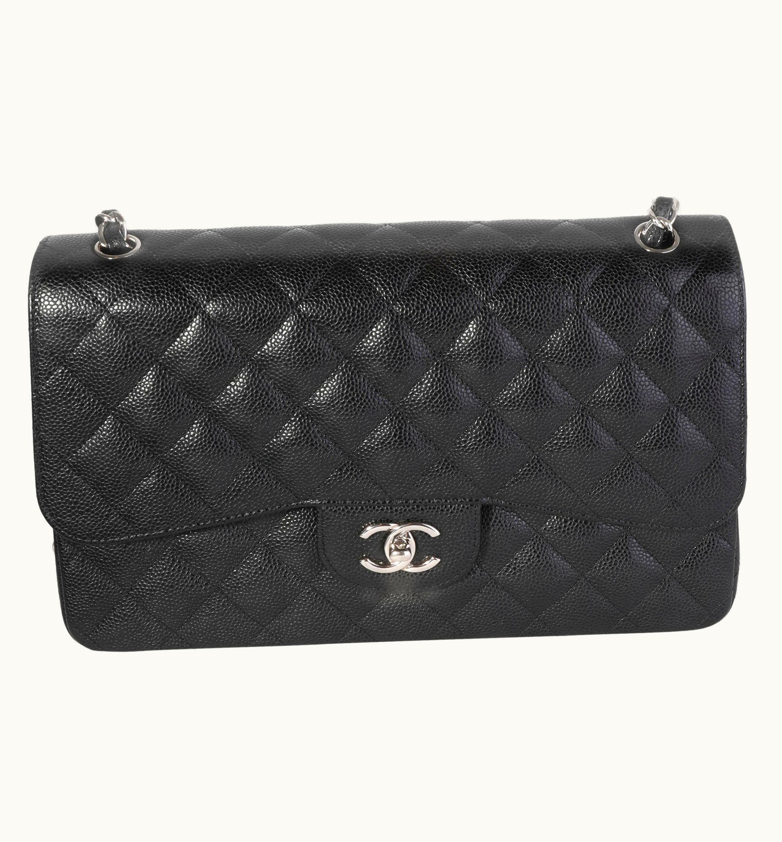 Chanel Chanel Black Quilted Caviar Jumbo Classic Double Flap Bag UZ0594821