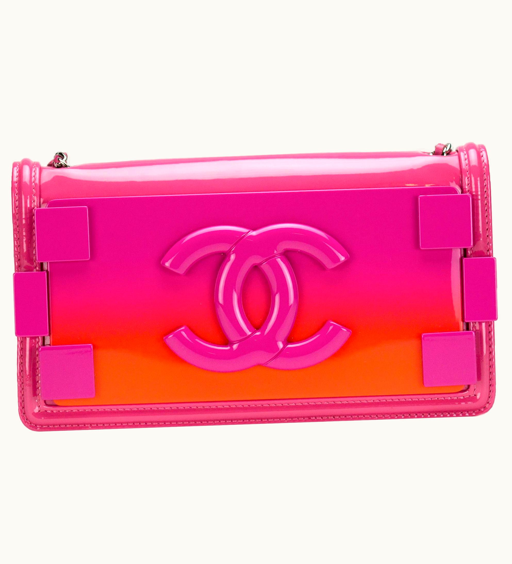 Chanel Chanel Hot Pink Ombre Patent Leather Brick Flap Crossbody Convertible Clutch