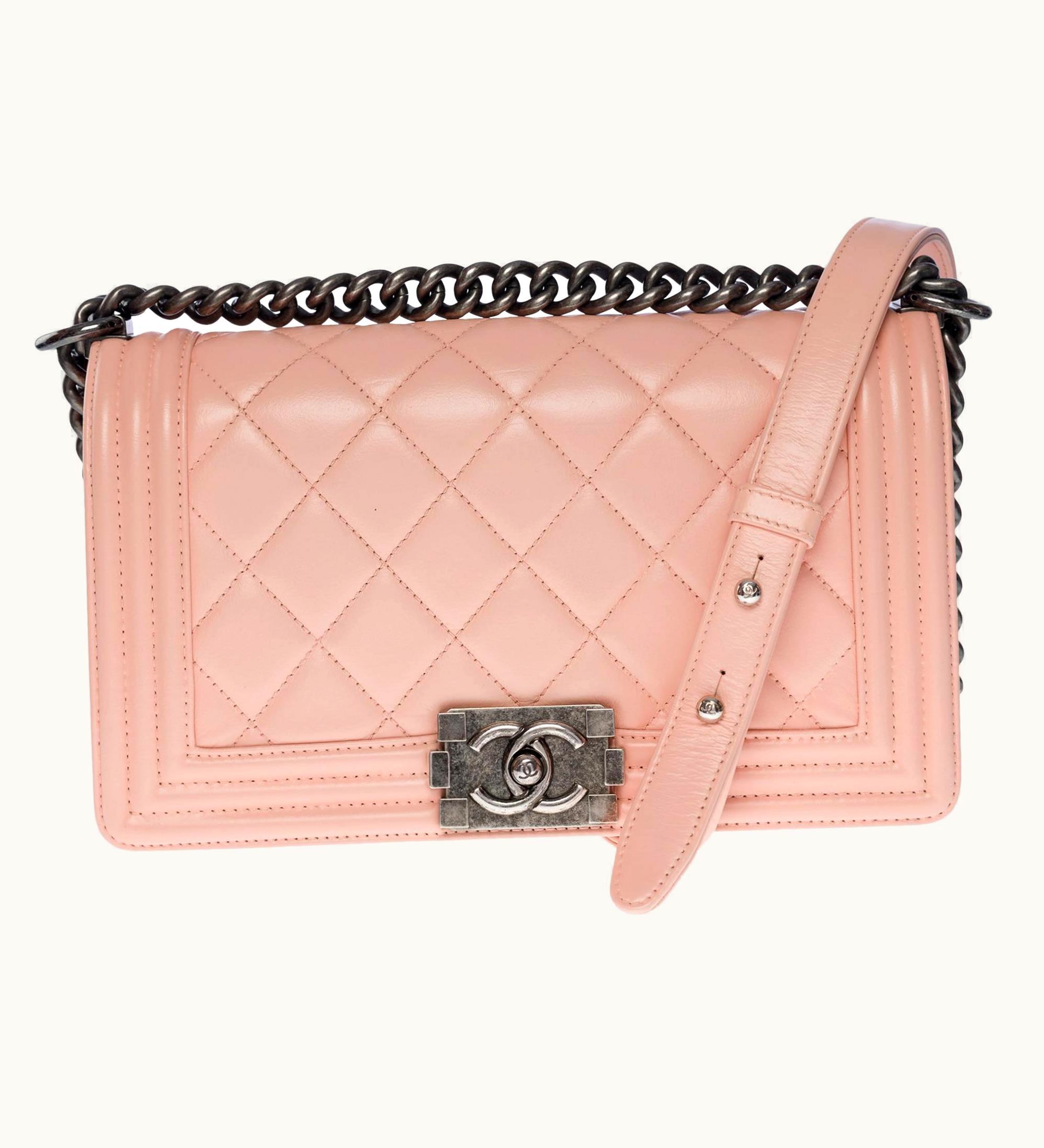 Chanel Amazing Chanel Boy Old Medium Shoulder Bag In Pink Quilted Leather, Shw