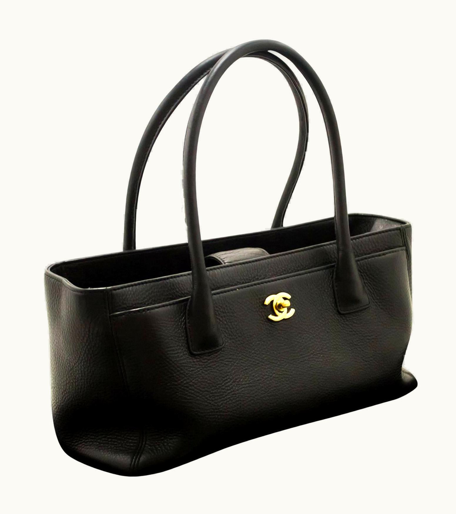 Chanel Chanel Executive Tote 2014 Caviar Shoulder Bag Black Gold Leather