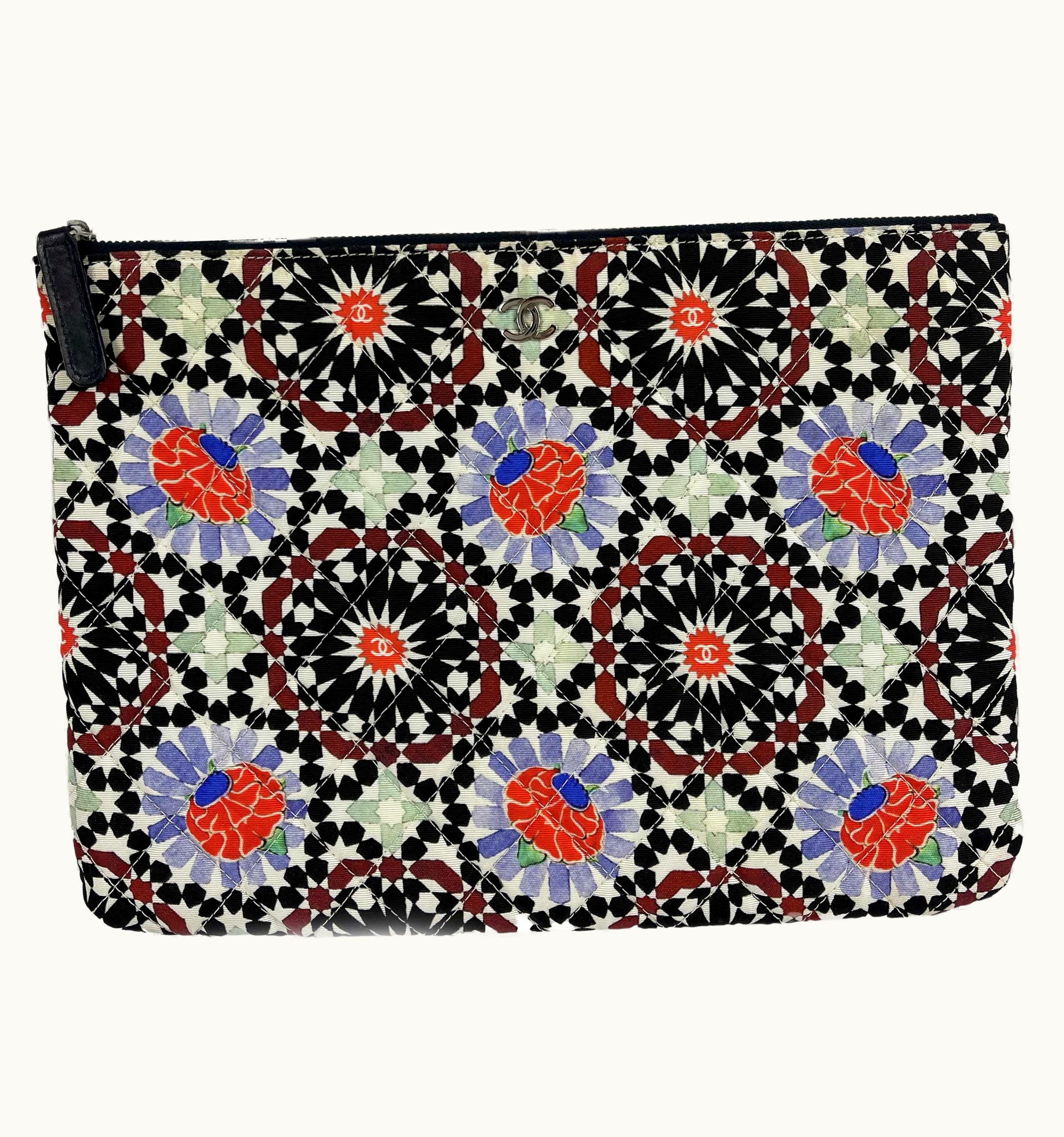 Chanel Chanel 2014 Dubai Quilted Multicolor Flower Limited Edition Clutch