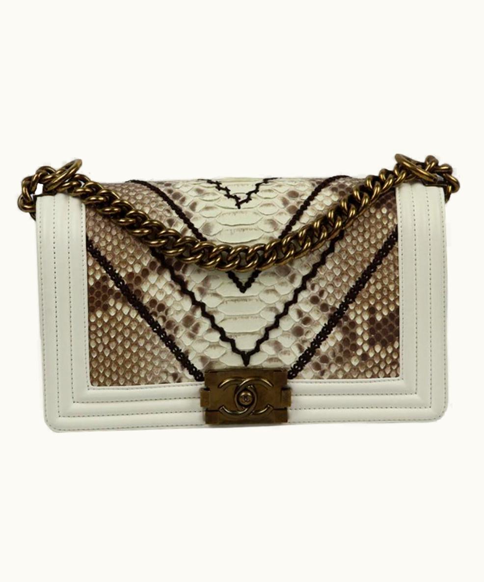 Chanel Chanel 2015 Boy Medium Embroidered Python And Leather Shoulder Bag