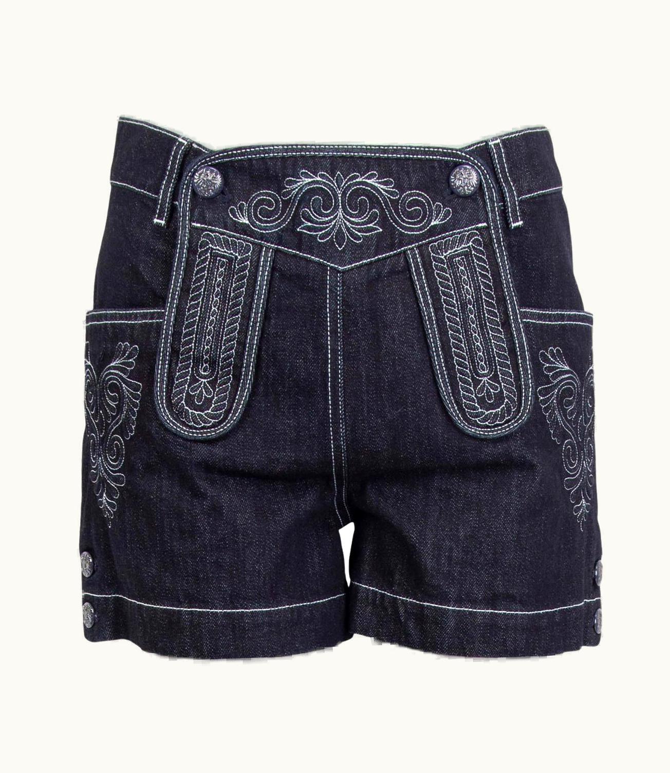 Chanel Chanel Dark Blue Cotton 2015 Salzburg Embroidered Denim Shorts Pants