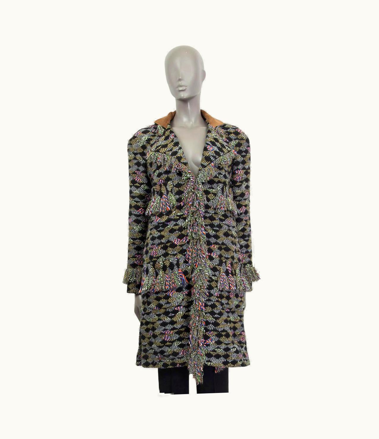Chanel Chanel Black & Multicolor 2015 Salzburg Fringed Knit Coat Jacket
