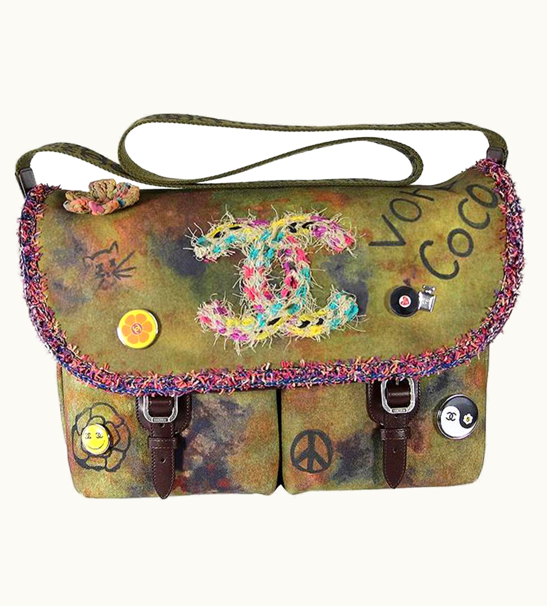 Chanel Chanel Graffiti Box 2015 On The Pavement Khaki Canvas Messenger Bag UZ0594898