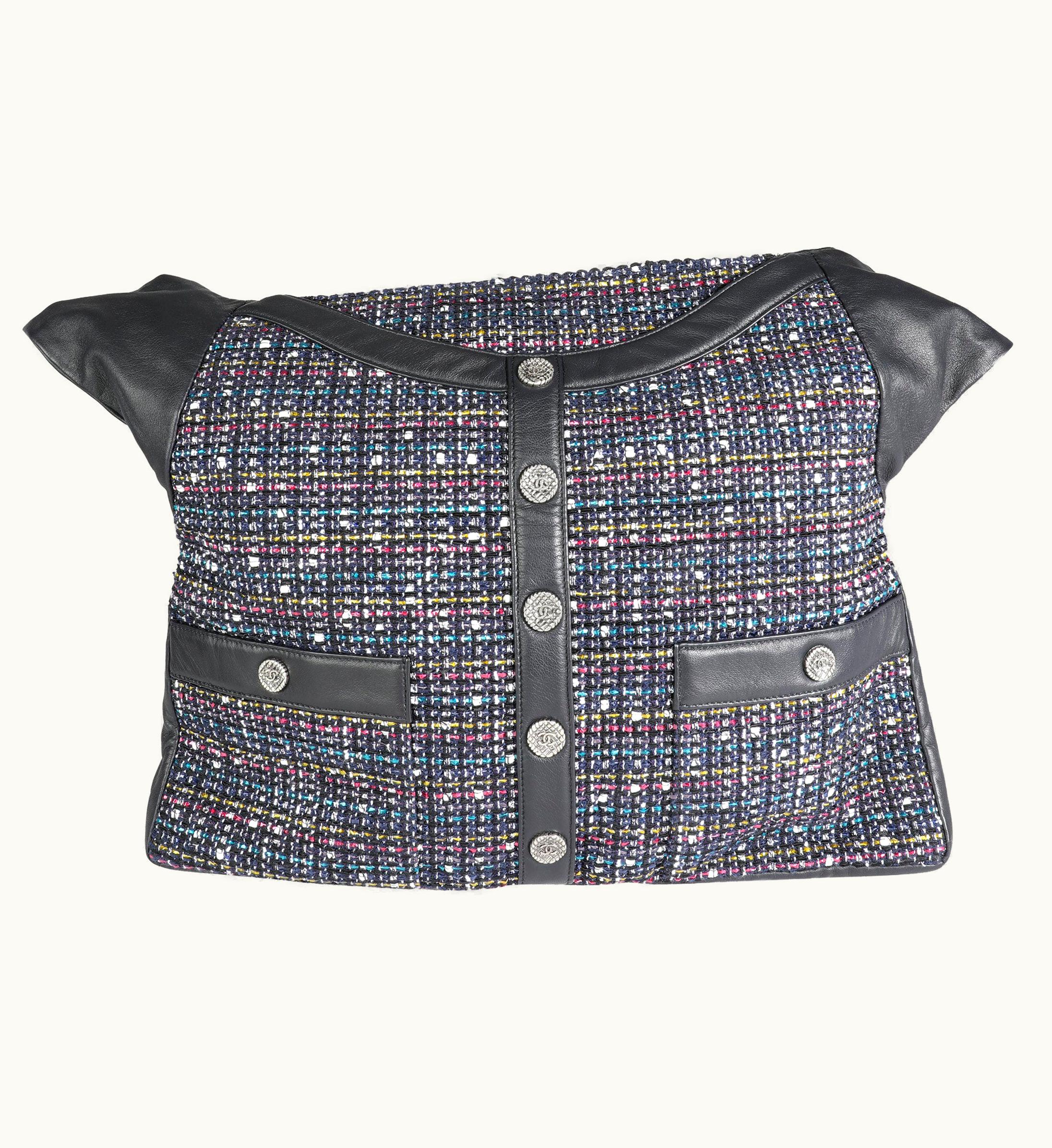 Chanel Chanel 2015 Girl Bag Large Navy Lambskin & Multicolor Tweed Handbag