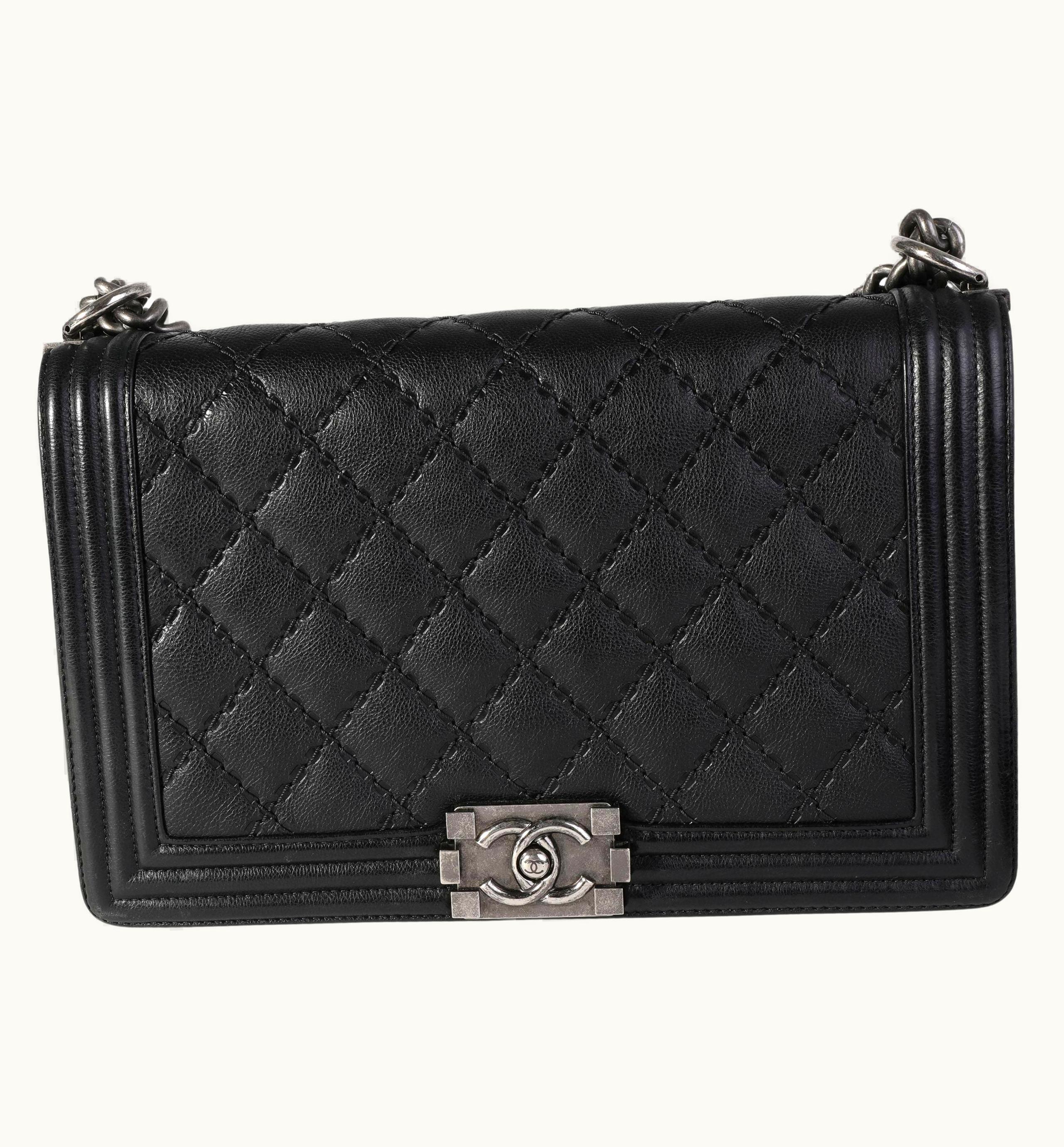 Chanel Chanel Black Quilted Whipstitch Calfskin Medium Boy Bag UZ0594934