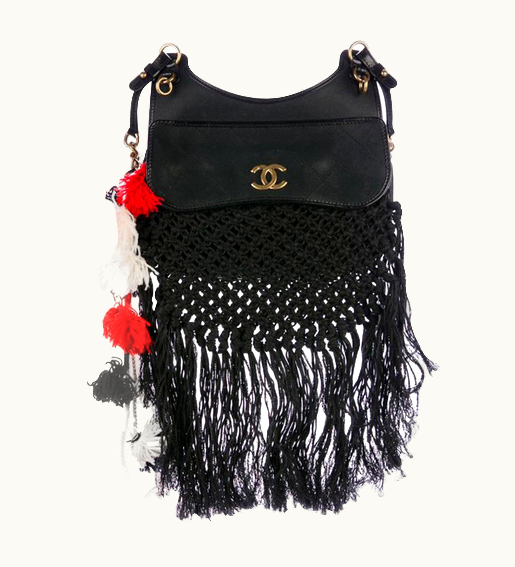 Chanel Chanel Timeless Tote Dubai Resort Runway Fringe Crochet Pom Black Bag