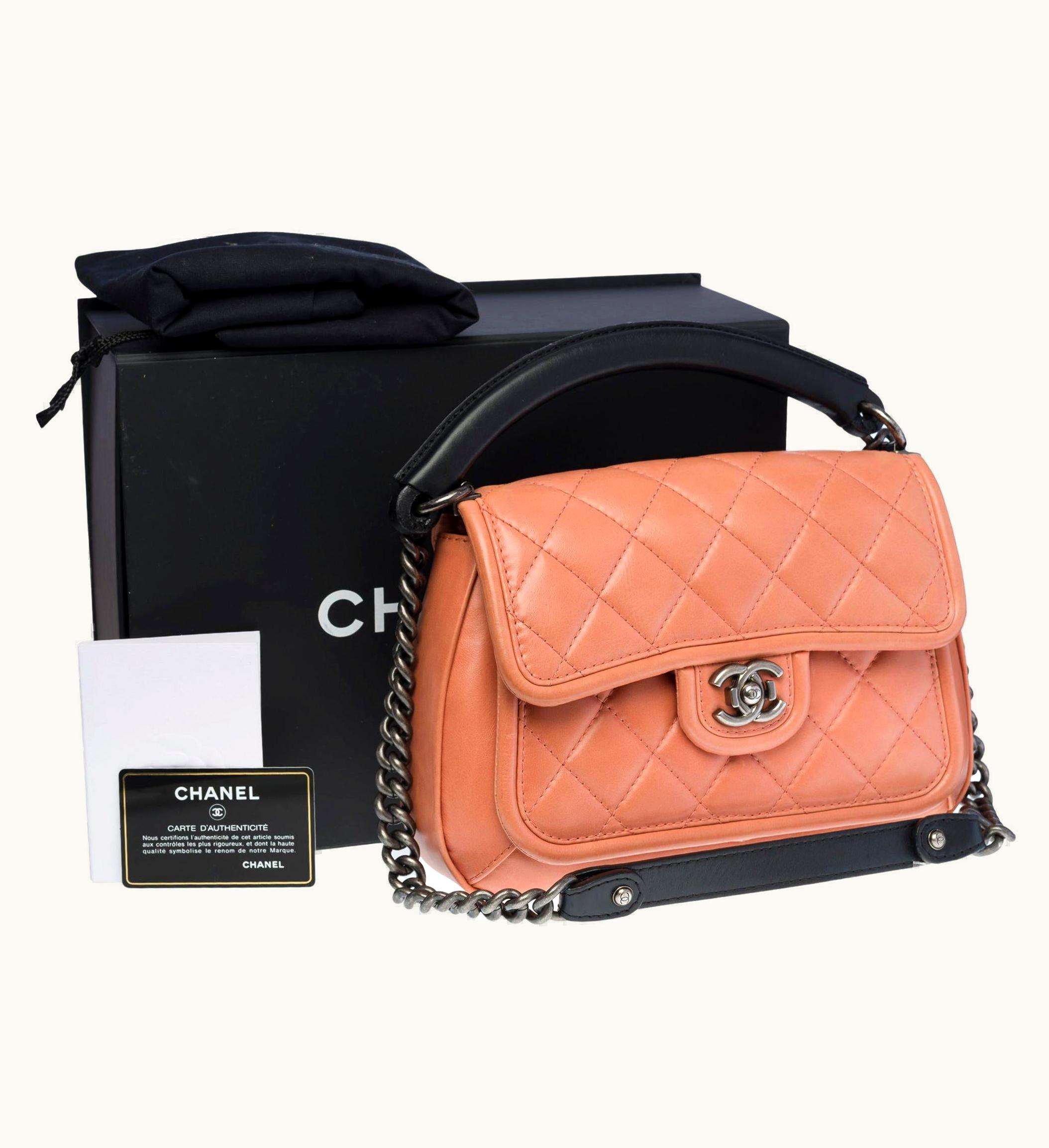 Chanel Rare Chanel Classic Shoulder Flap Bag In Pink Quilted Lambskin Leather, Rshw